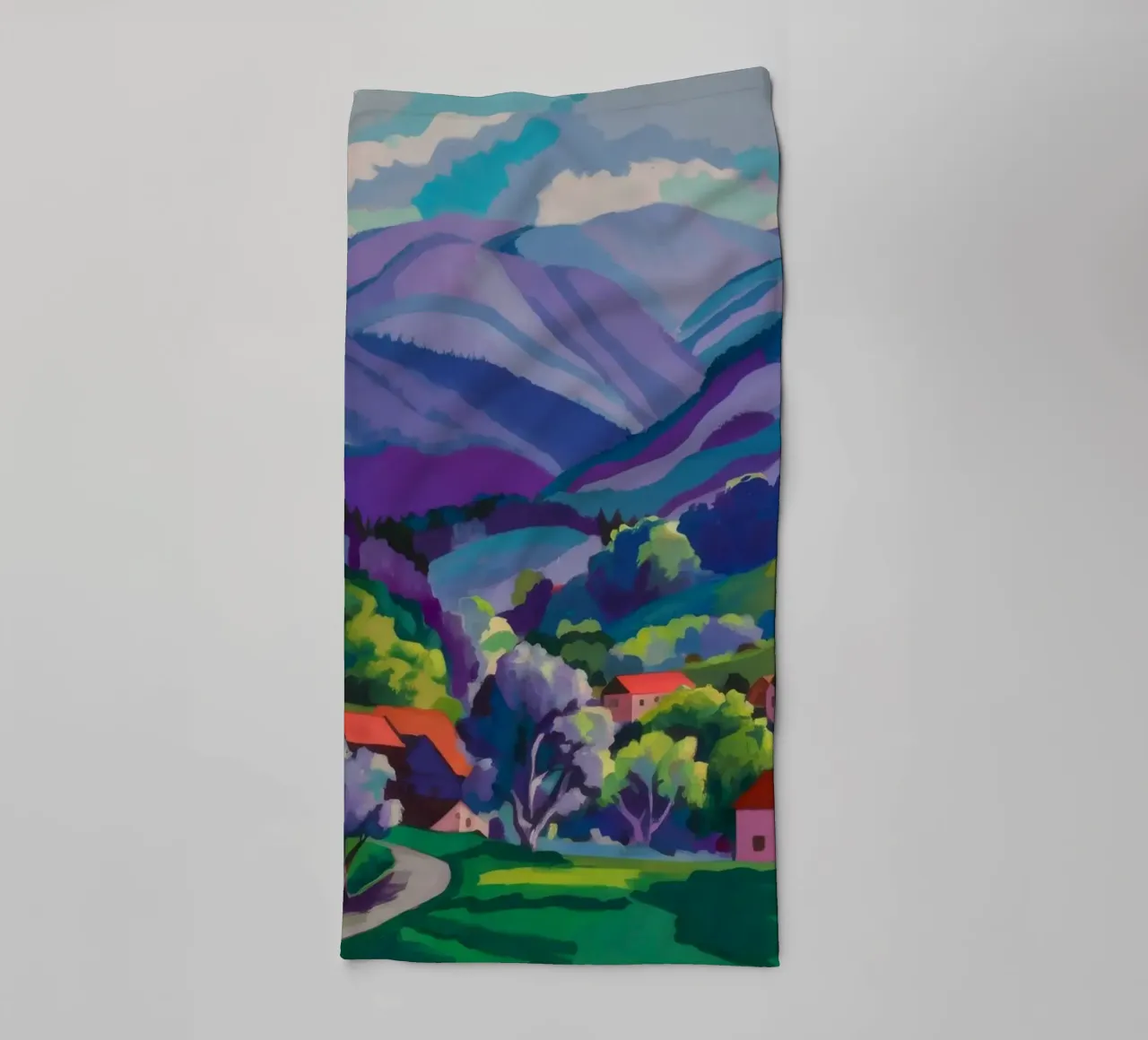 Dorp Hillside Patchwork badhanddoek van Radiance Landscape