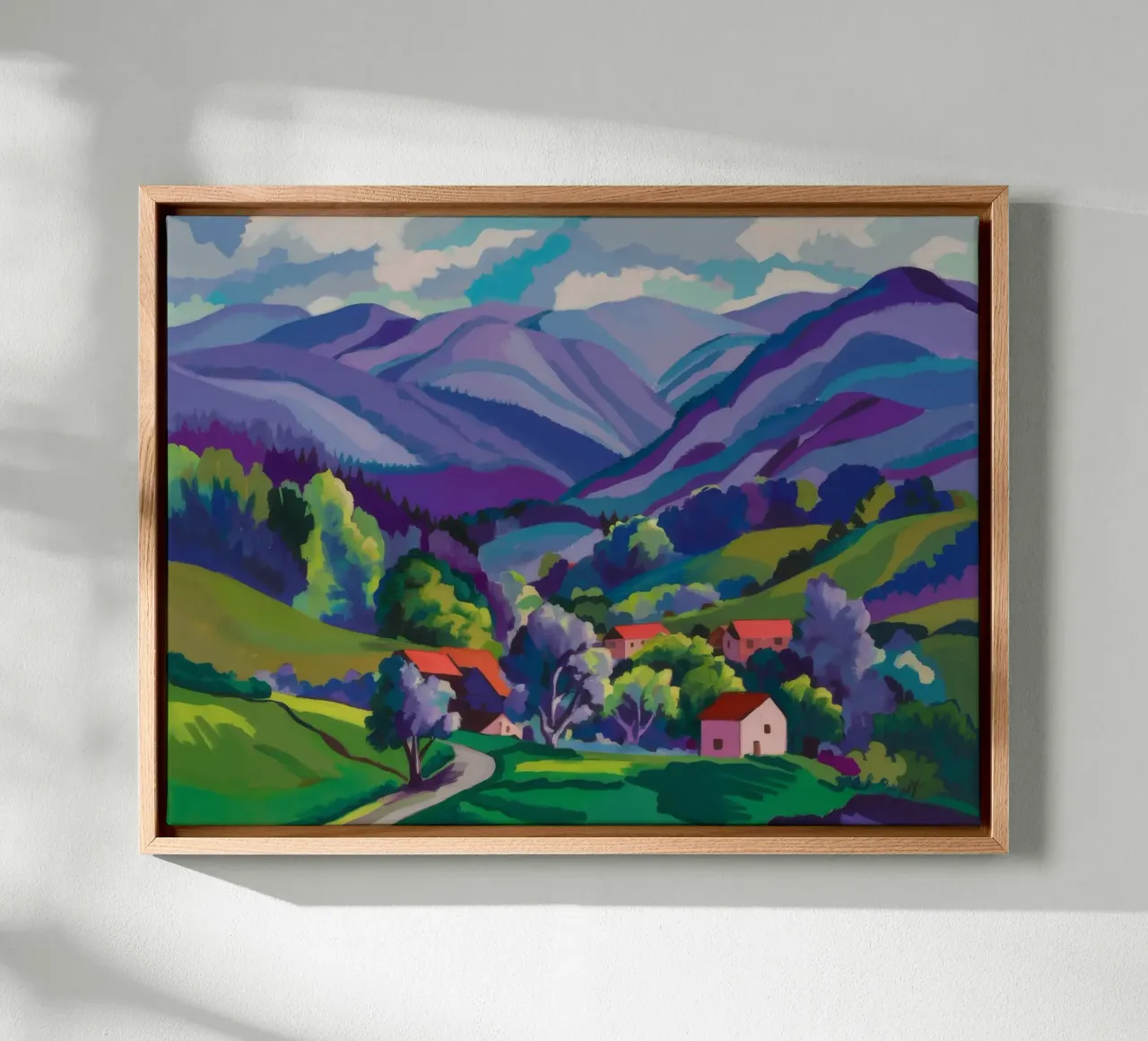 Dorp Hillside Patchwork canvas van Radiance Landscape