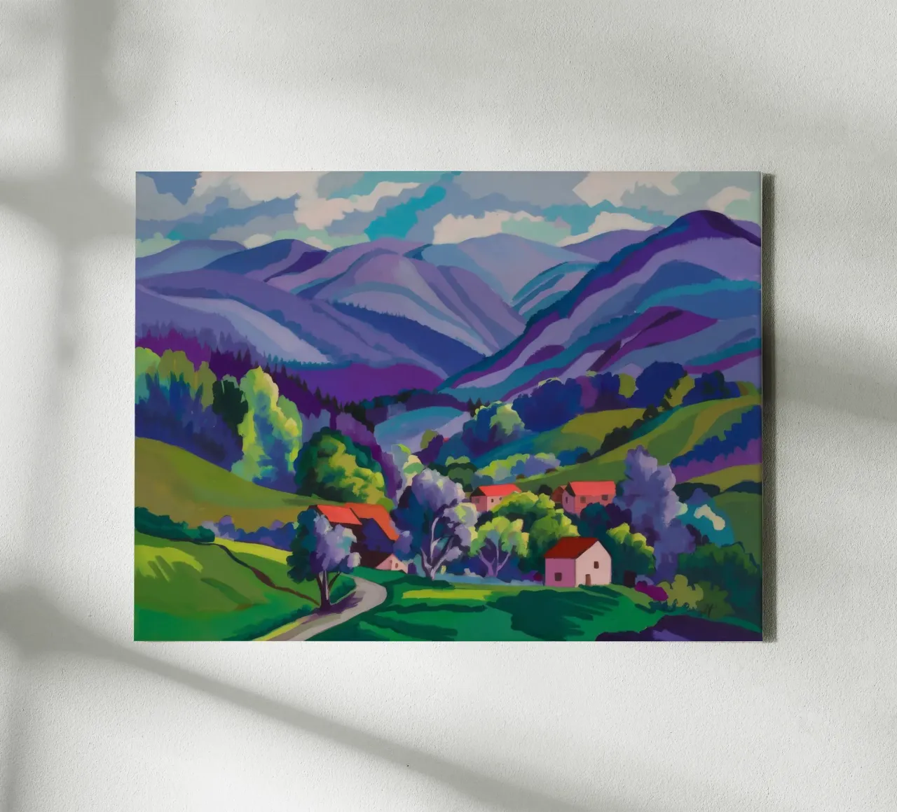 Dorp Hillside Patchwork canvas van Radiance Landscape