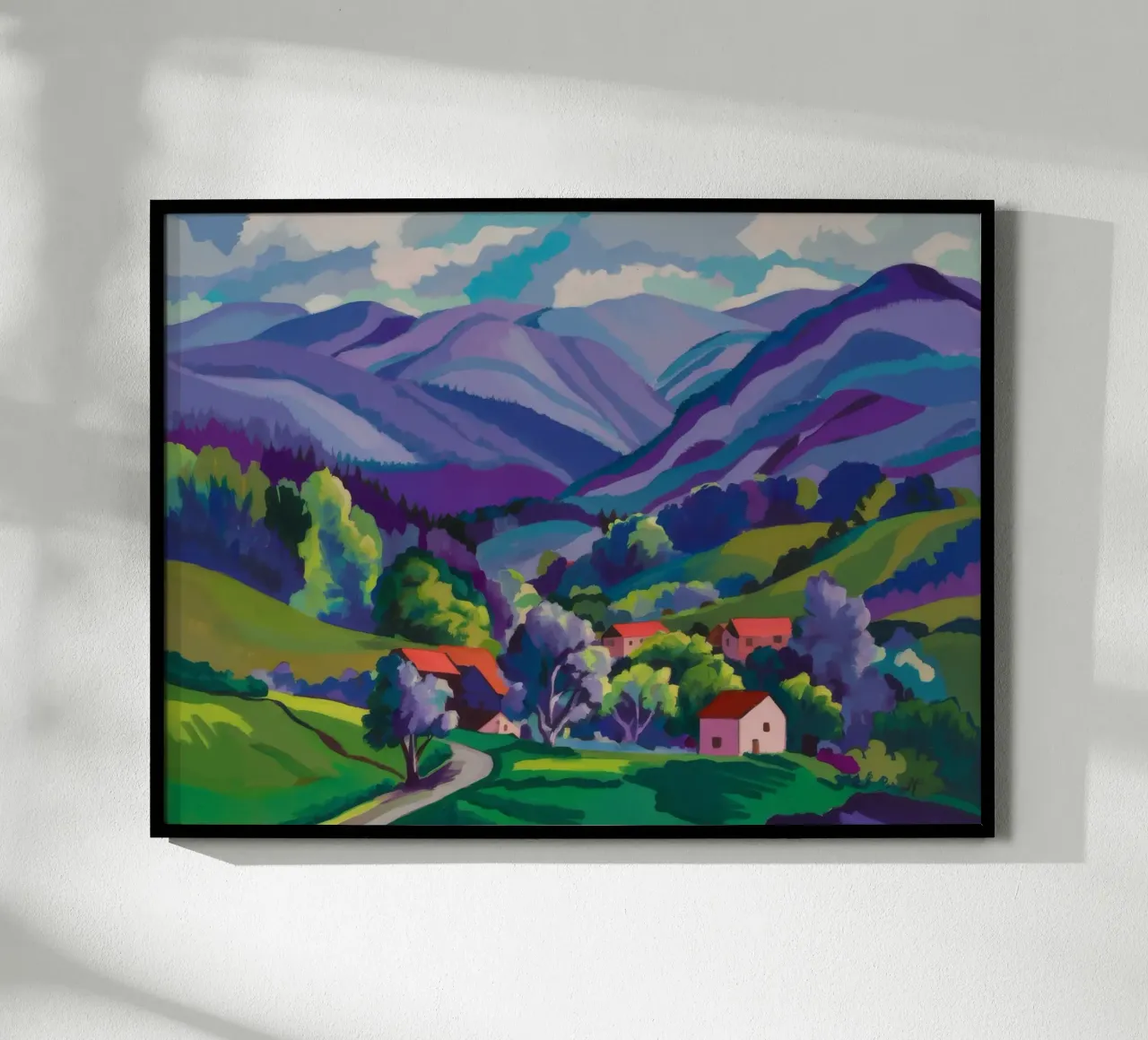 Dorp Hillside Patchwork poster van Radiance Landscape