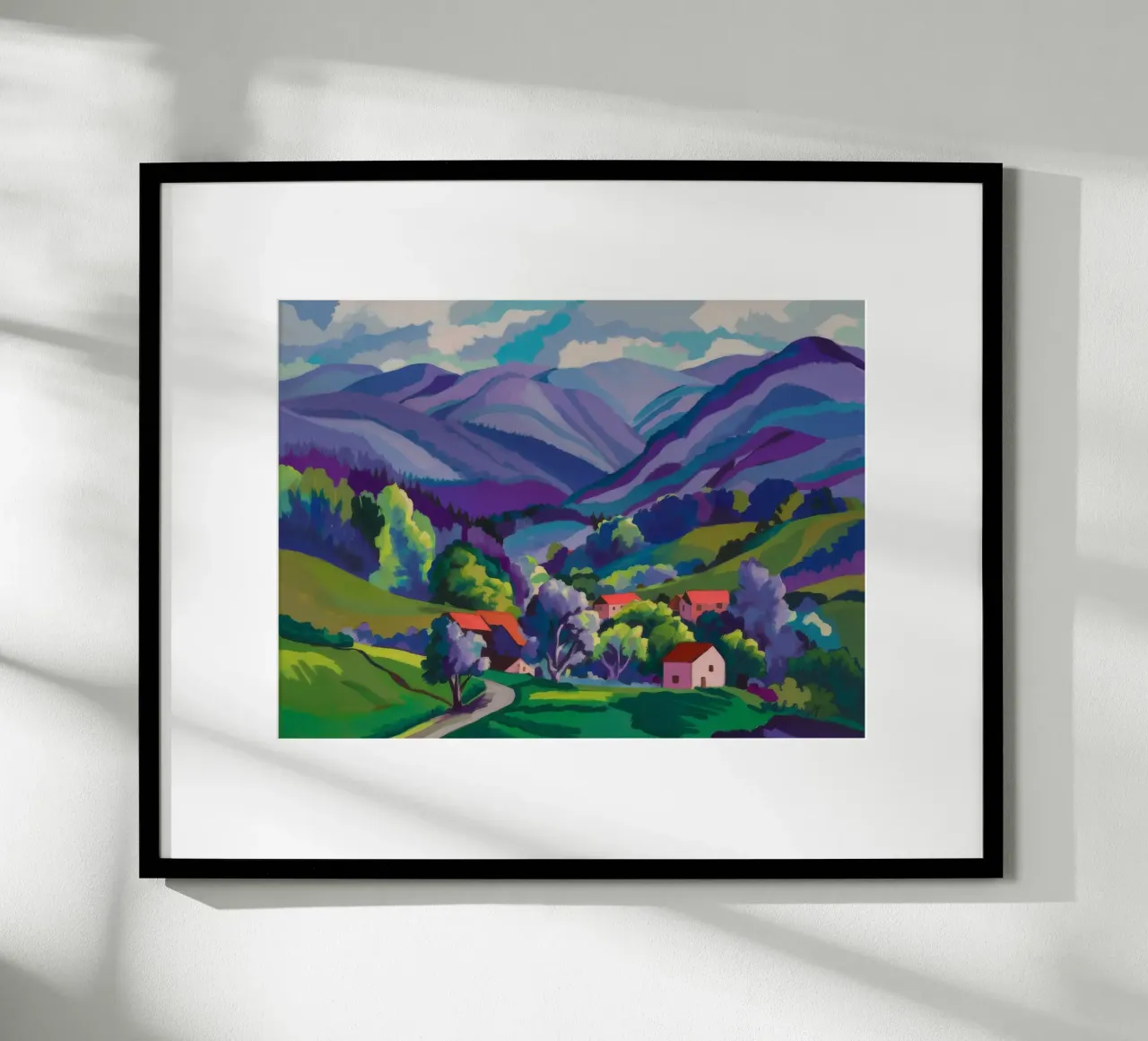 Dorp Hillside Patchwork poster van Radiance Landscape