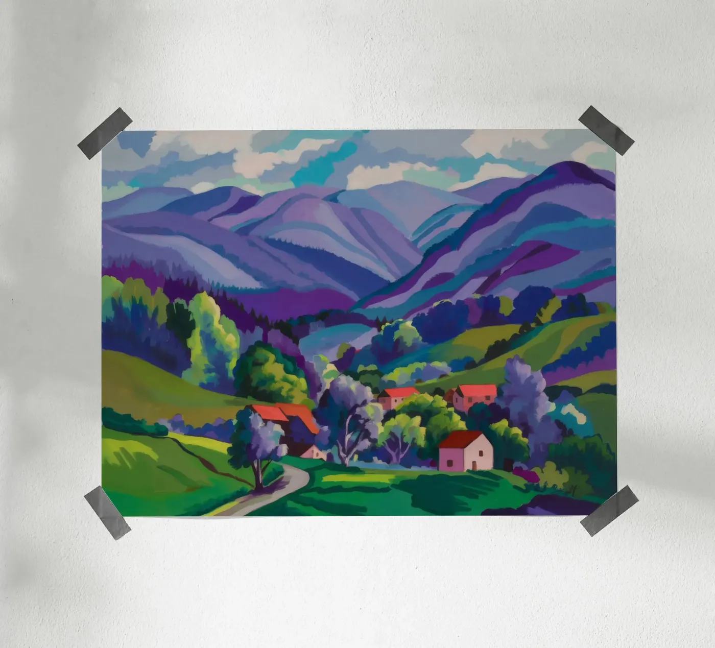 Village Hillside Patchwork Poster von Radiance Landscape
