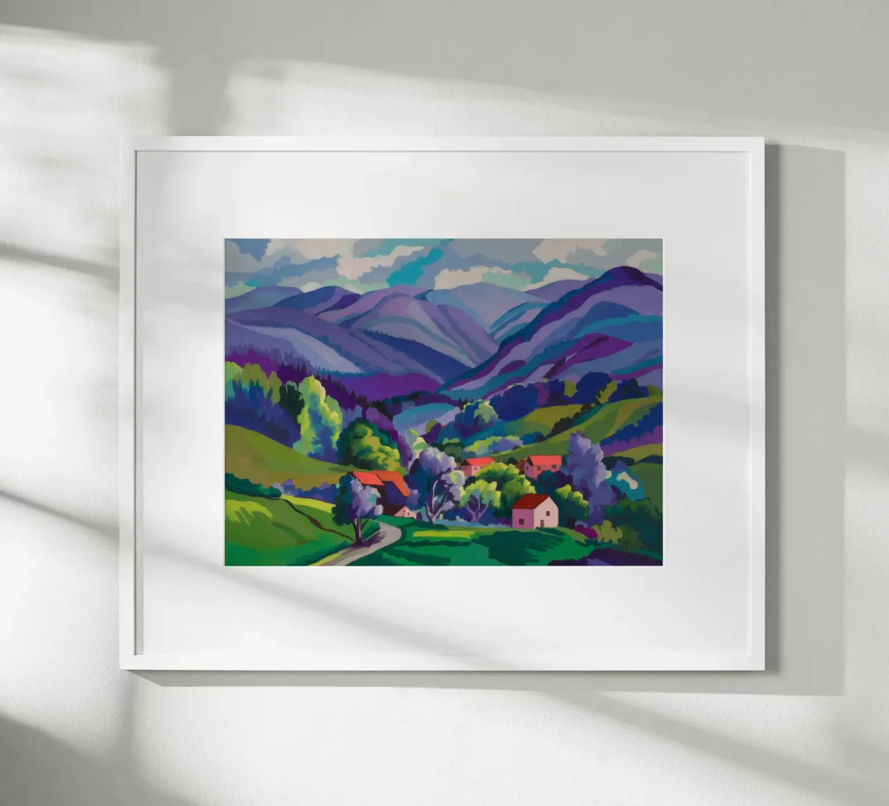 Dorp Hillside Patchwork poster van Radiance Landscape