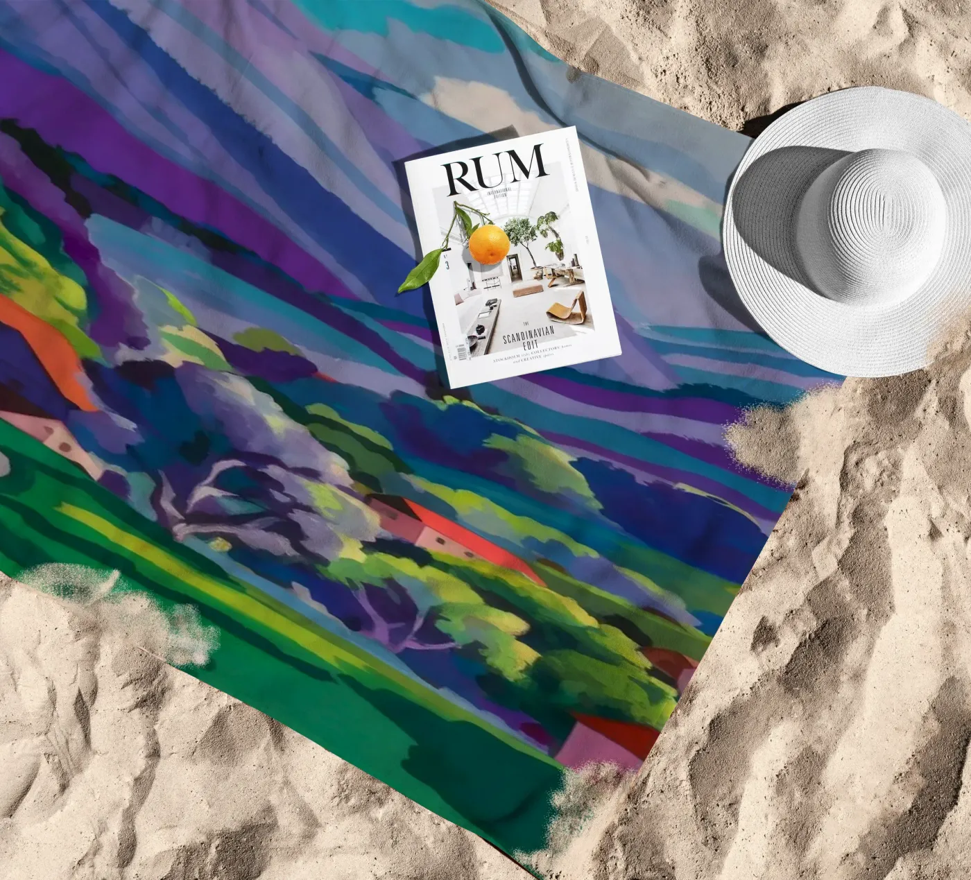 Village Hillside Patchwork serviette de plage de Radiance Landscape