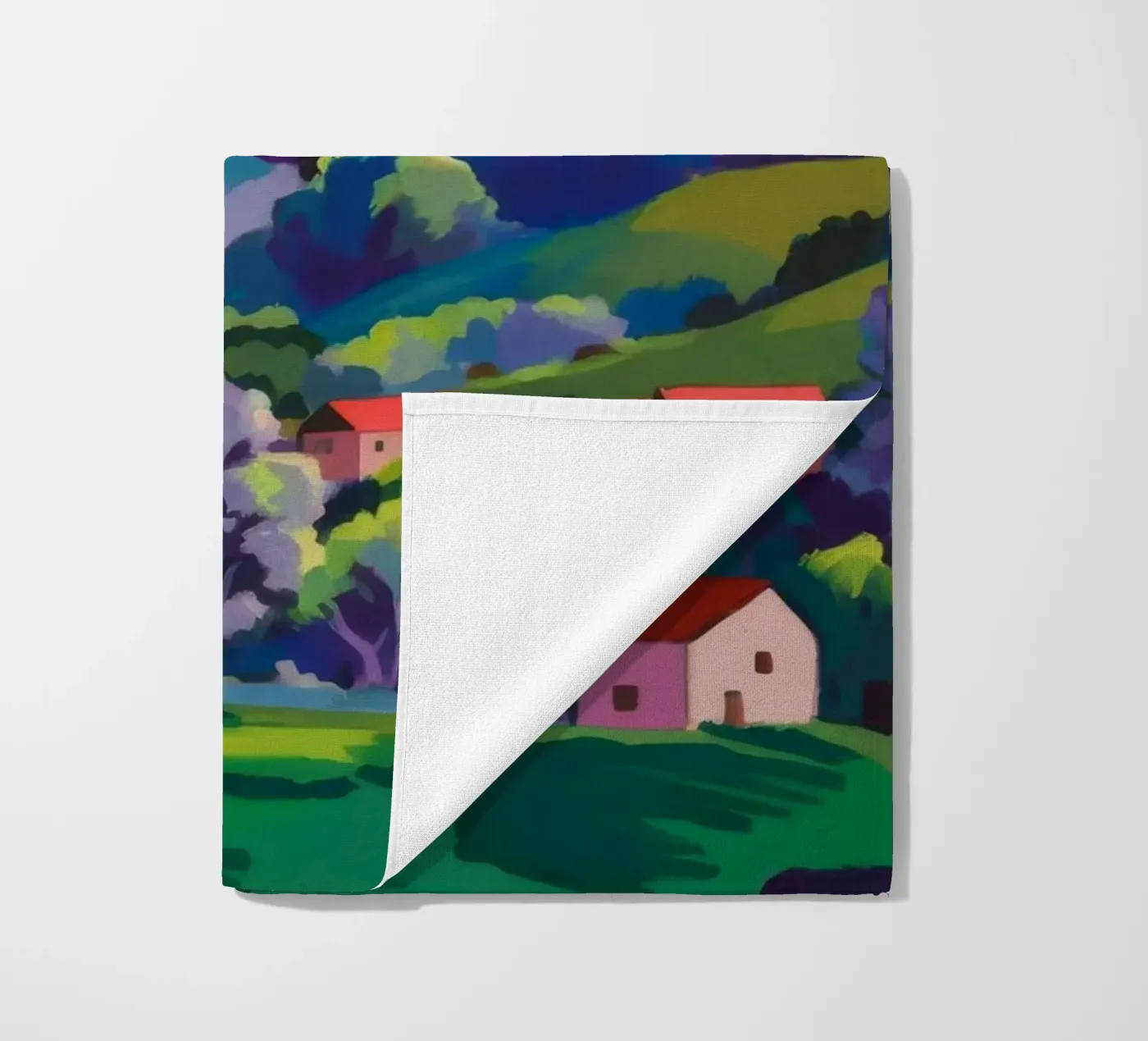 Village Hillside Patchwork serviette de plage de Radiance Landscape