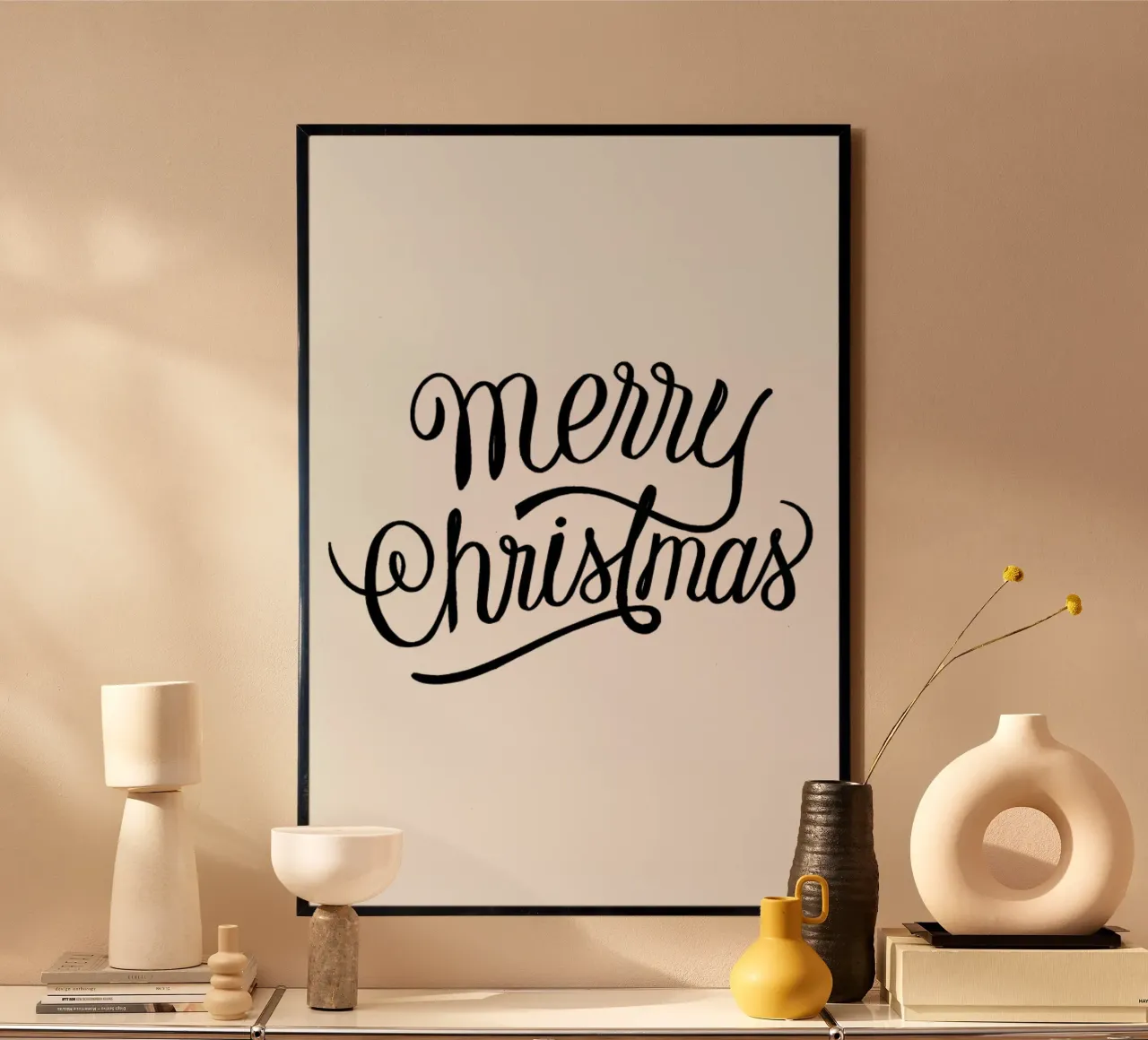 Vintage Holidays Merry 2 poster met houten frame van Monika Strigel