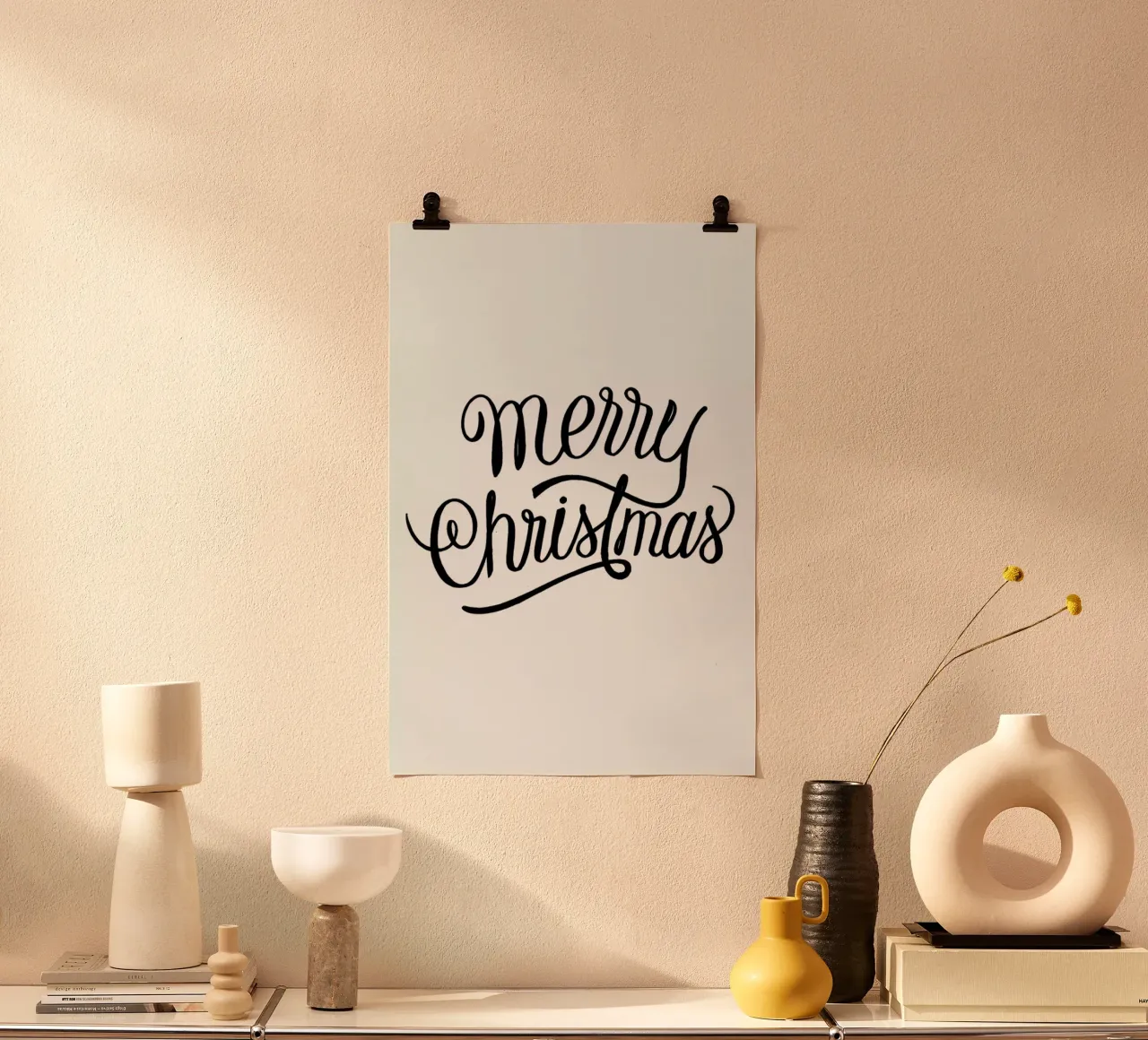 Vintage Holidays Merry 2 poster met houten frame van Monika Strigel