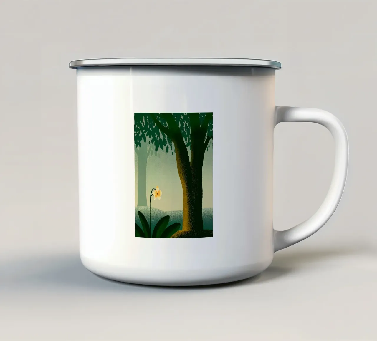 Vista sul giardino e sugli alberi tazza in smalto da SOUL SHOP