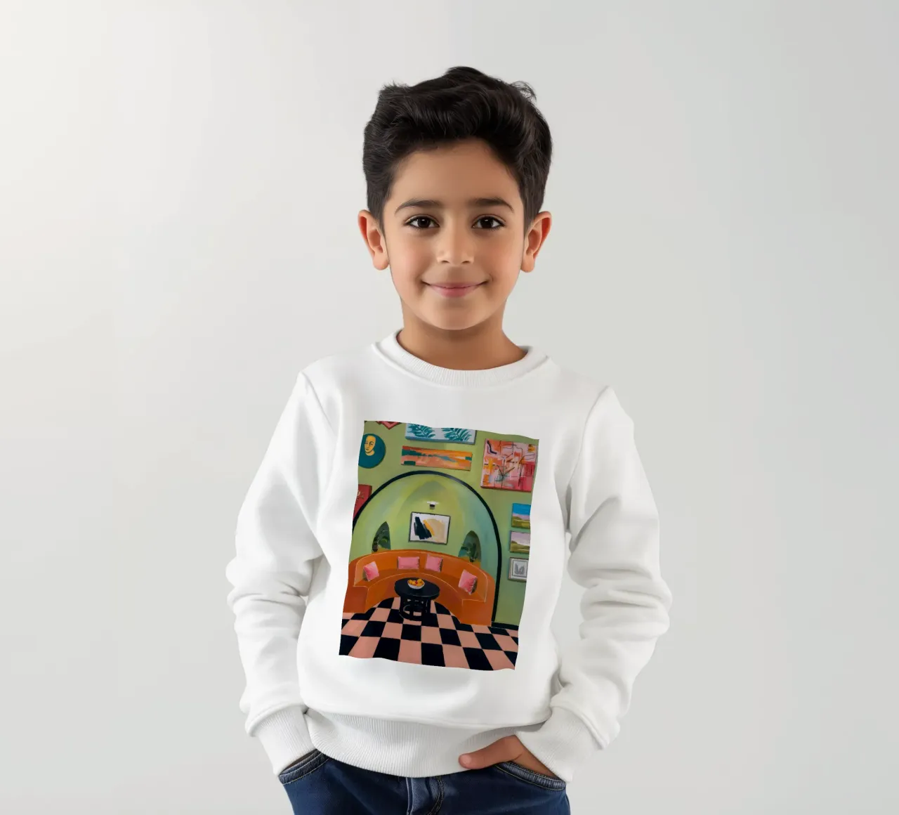 Agrumi a scacchiera felpa bambino da Opal Strokes