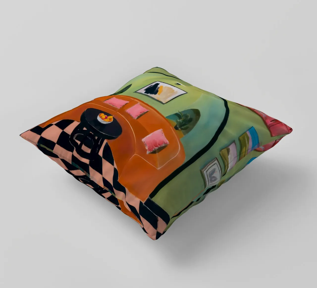 Agrumi a scacchiera cuscino da Opal Strokes