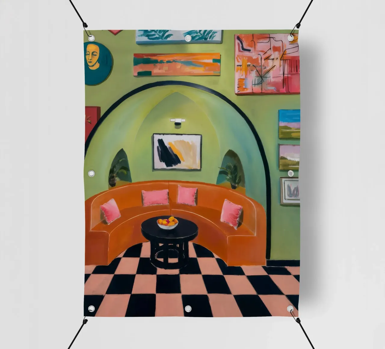 Agrumi a scacchiera telo in pvc da Opal Strokes