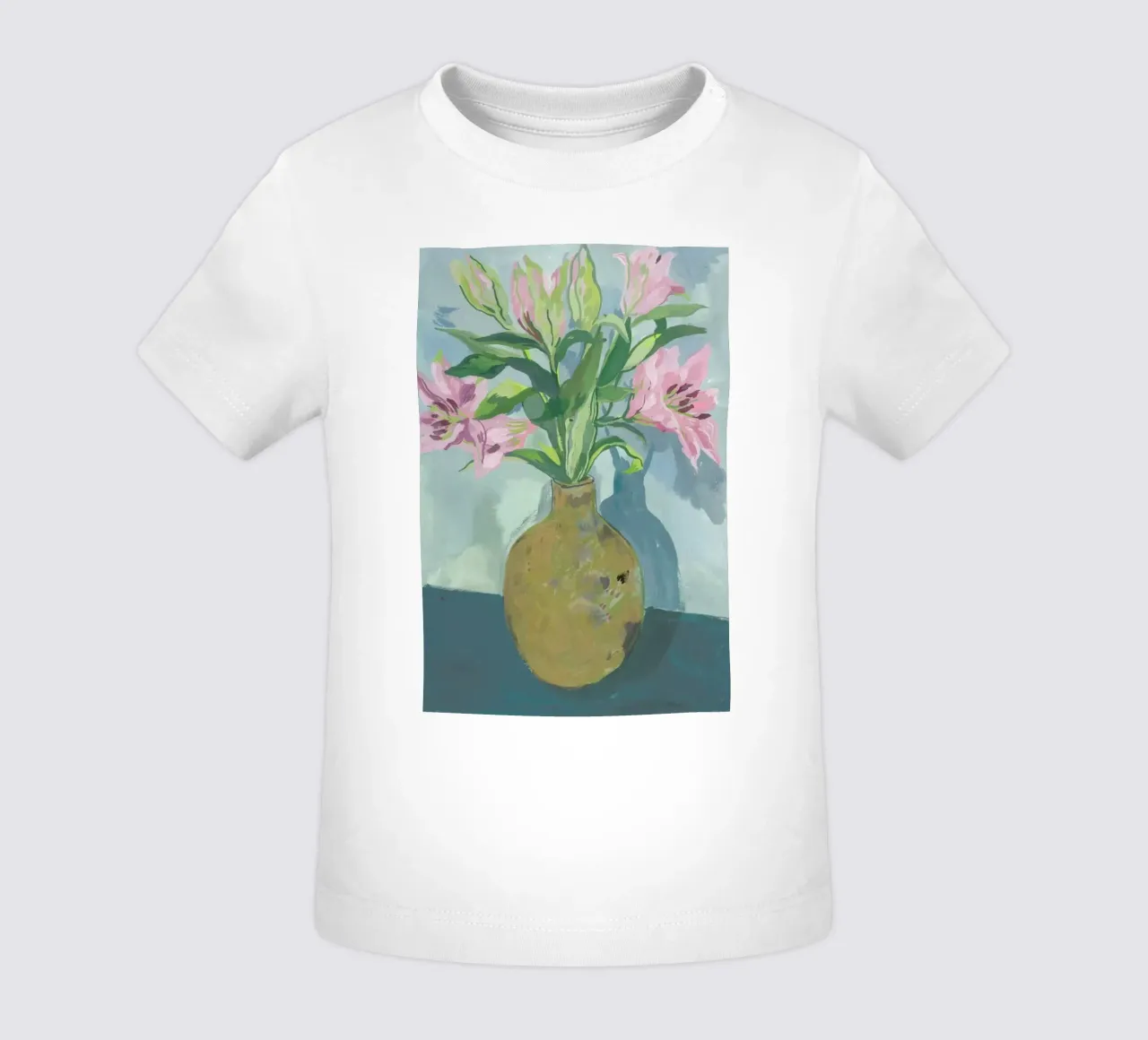 Gold Vase Of Lillies maglietta neonato da Sonia Brittain