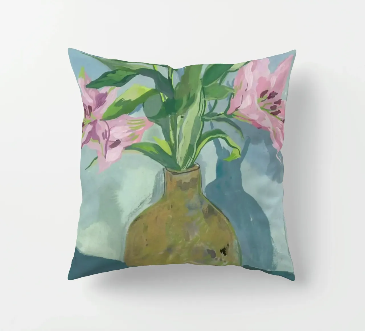 Gold Vase Of Lillies cuscino da Sonia Brittain