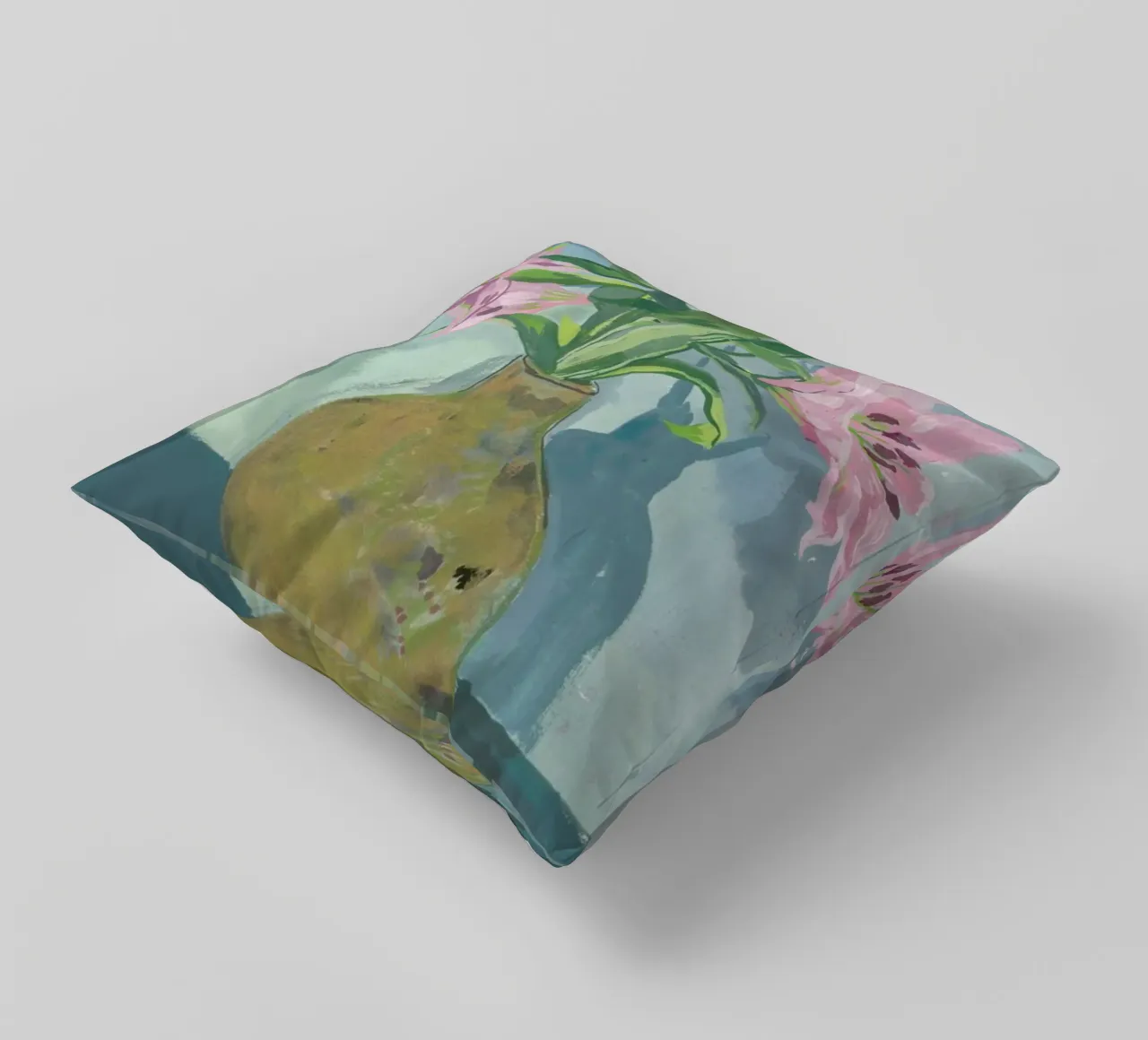 Gold Vase Of Lillies cuscino da Sonia Brittain