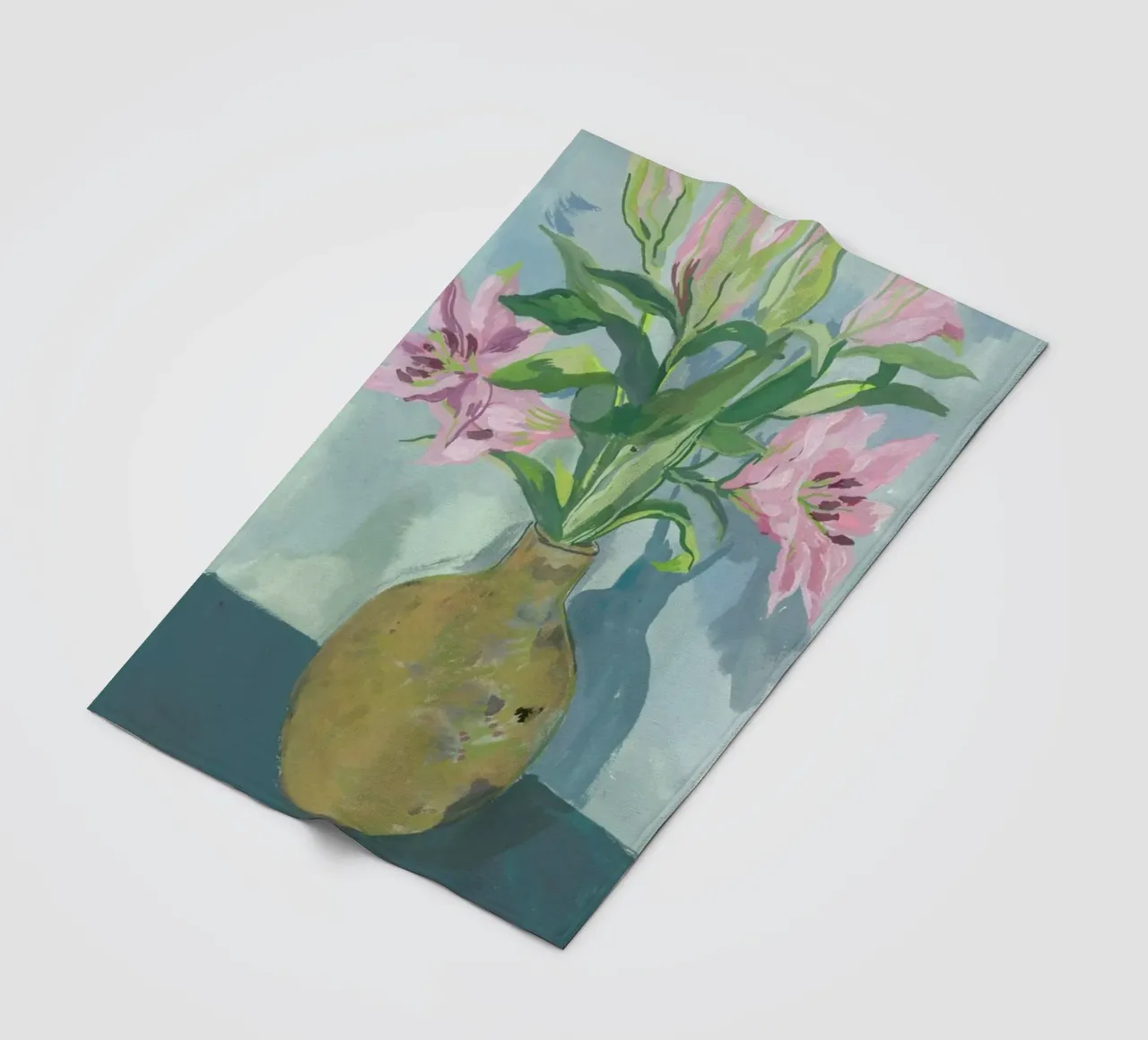 Gold Vase Of Lillies coperta in pile da Sonia Brittain