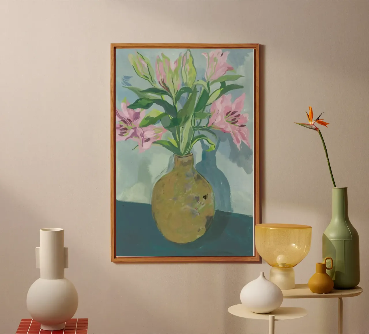 Gold Vase Of Lillies alluminio dibond da Sonia Brittain