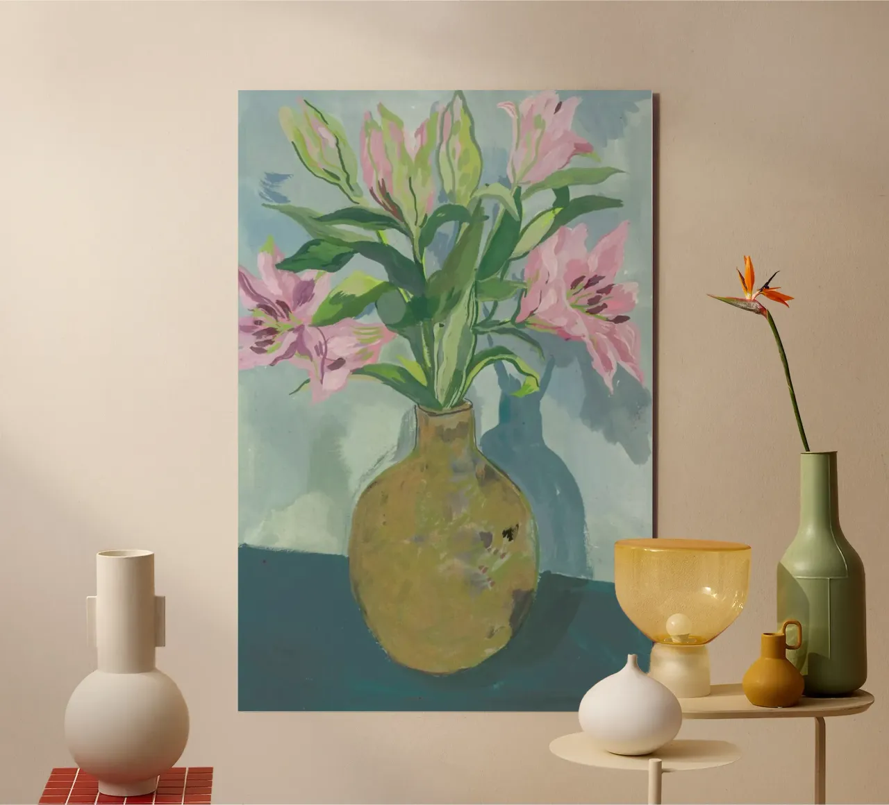 Gold Vase Of Lillies alluminio dibond da Sonia Brittain