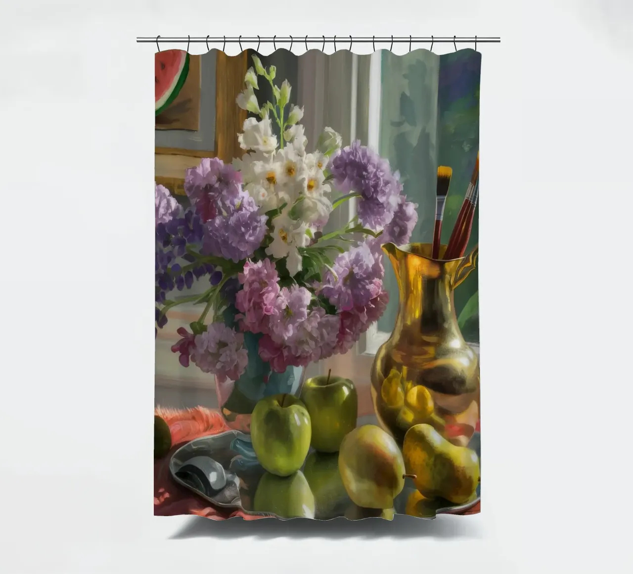 Raccolta di fiori dalla finestra tenda da doccia da Celestial Harmony