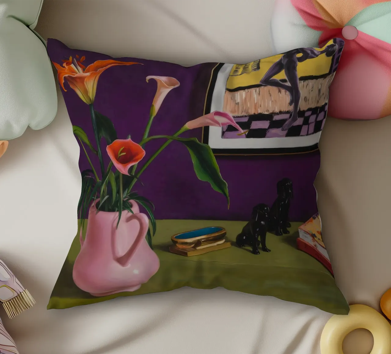 Cerise Lily Canines cuscino da Opal Strokes