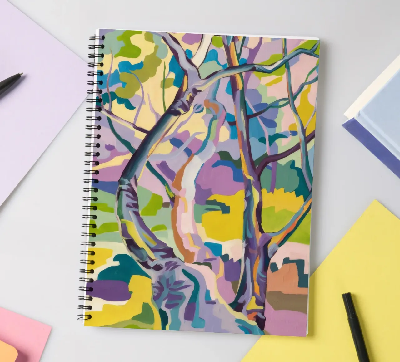 Cubist Tree Symphony spiral notebook by Dream Spectrum