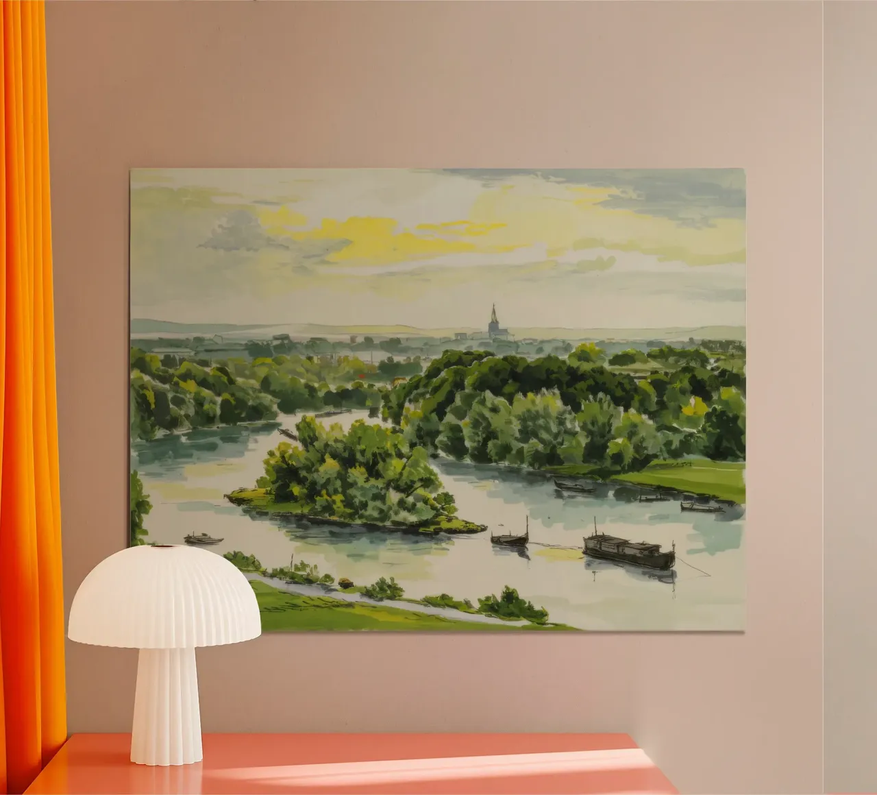 Panorama della valle del fiume poster con telaio in alluminio da Silk Palette