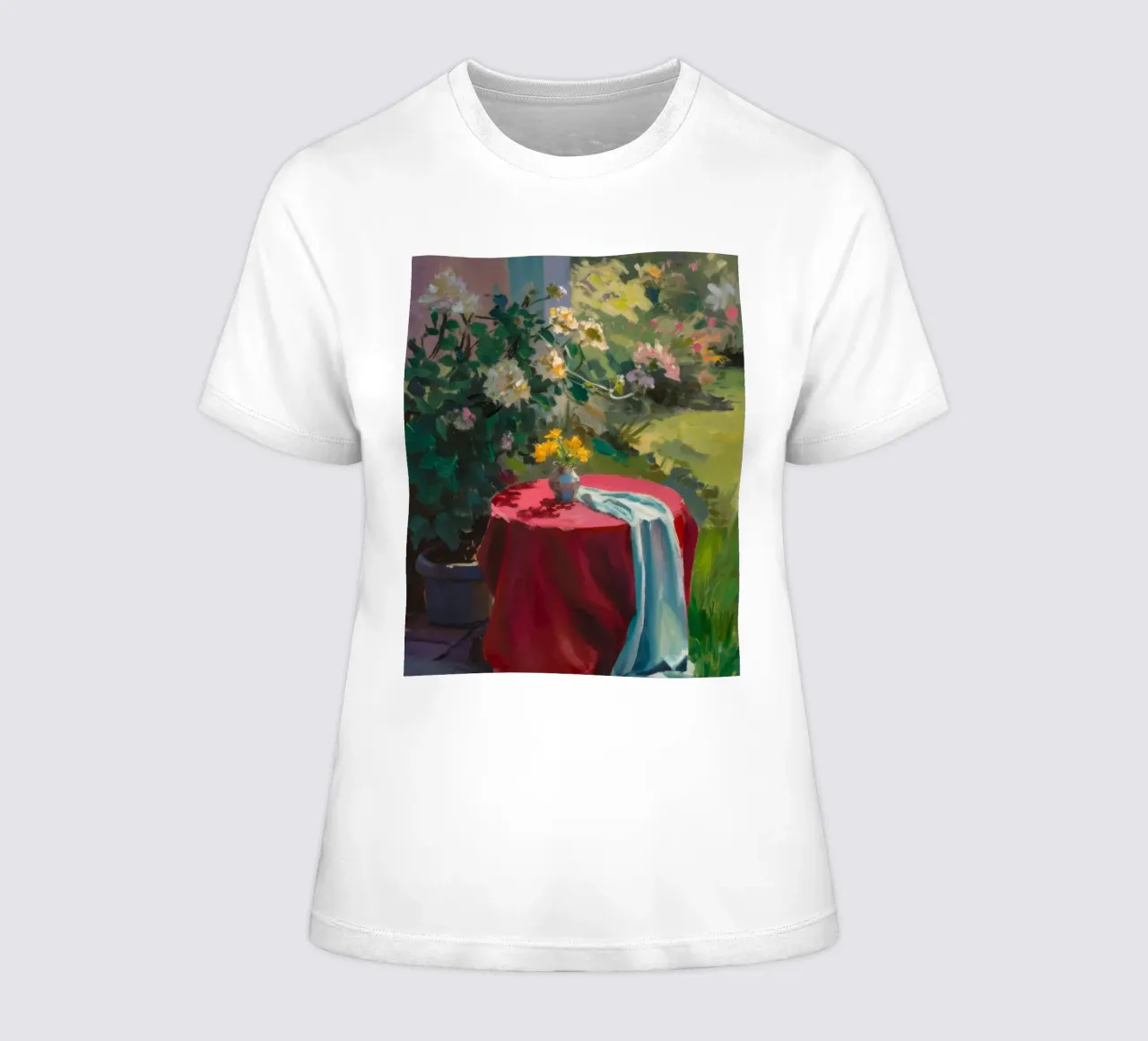 Al Fresco Gold women's fitted t-shirt by Celestial Harmony