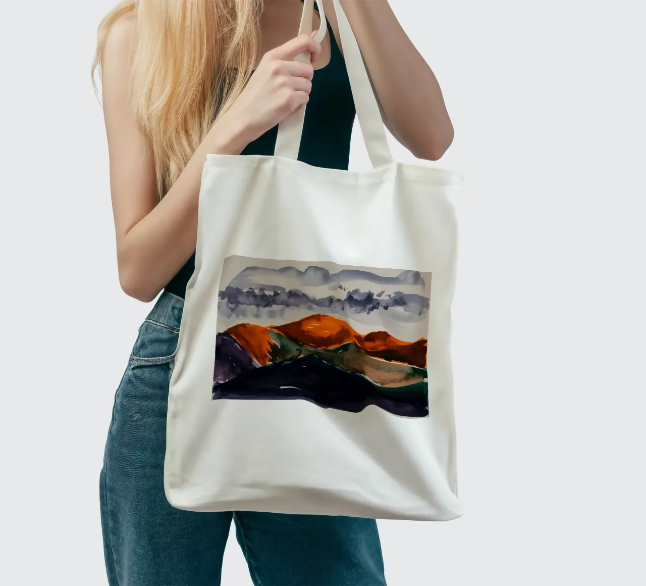 Acquerello Mountain Mood borsa in juta da Silk Palette
