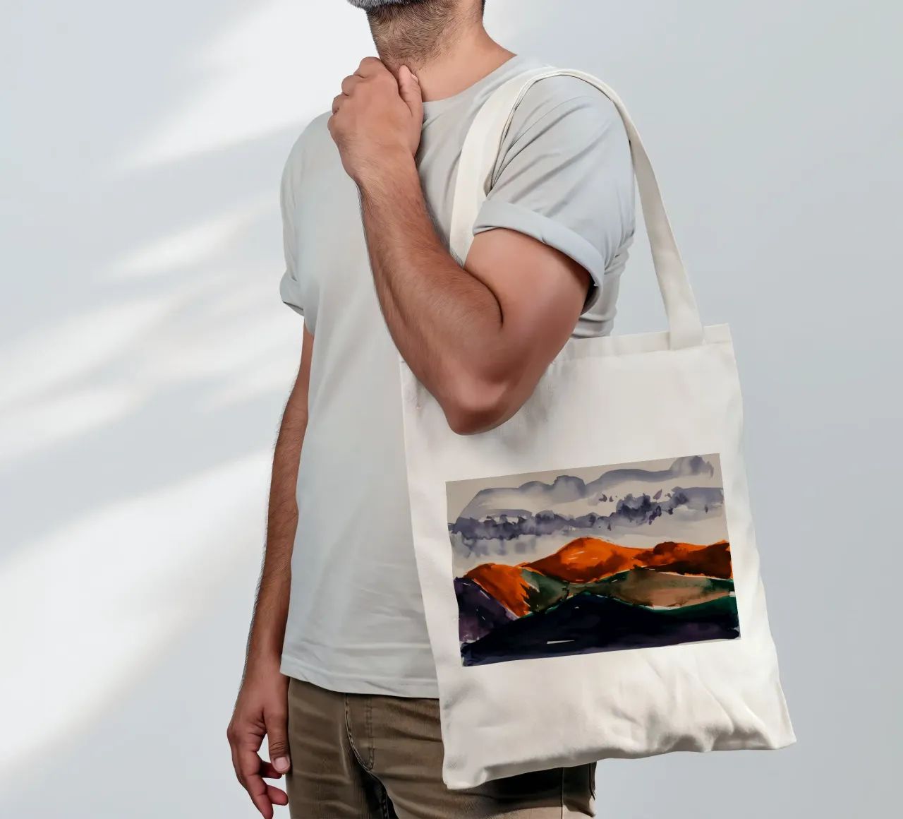 Acquerello Mountain Mood borsa in juta da Silk Palette