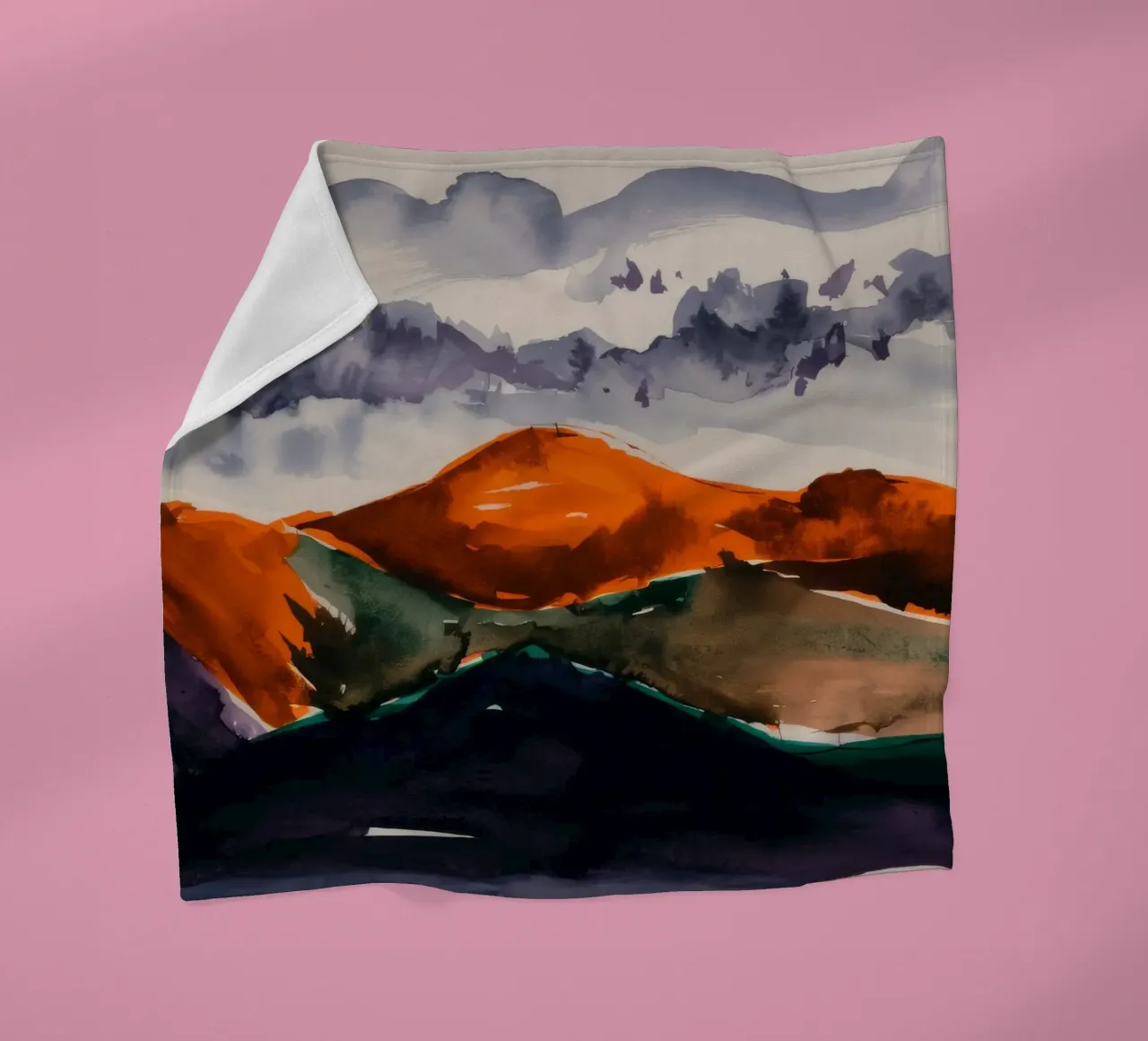 Acquerello Mountain Mood coperta in pile da Silk Palette