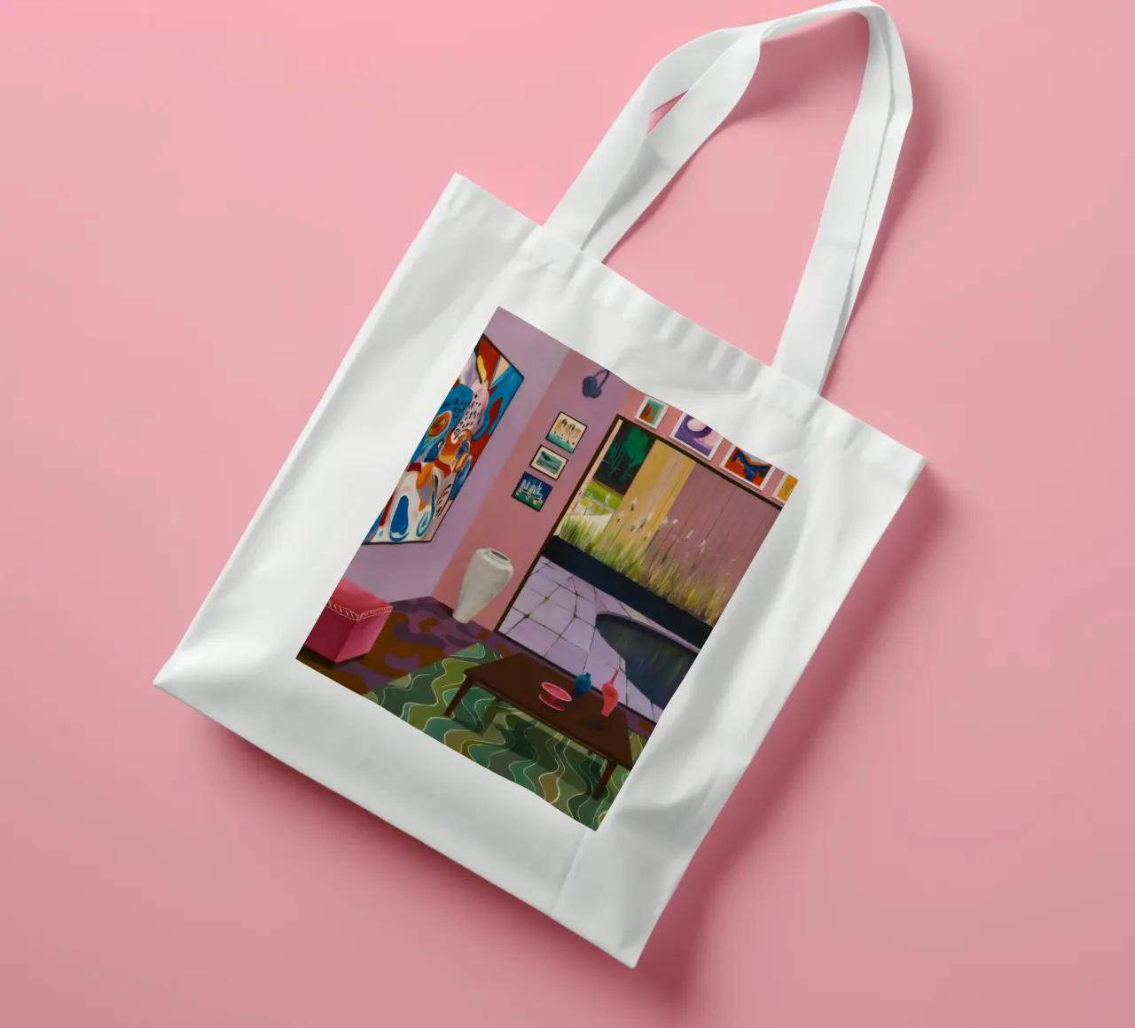 Salone della rosa corallina borsa in juta da Opal Strokes