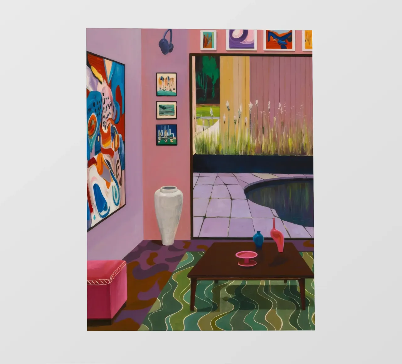 Salone della rosa corallina telo in pvc da Opal Strokes