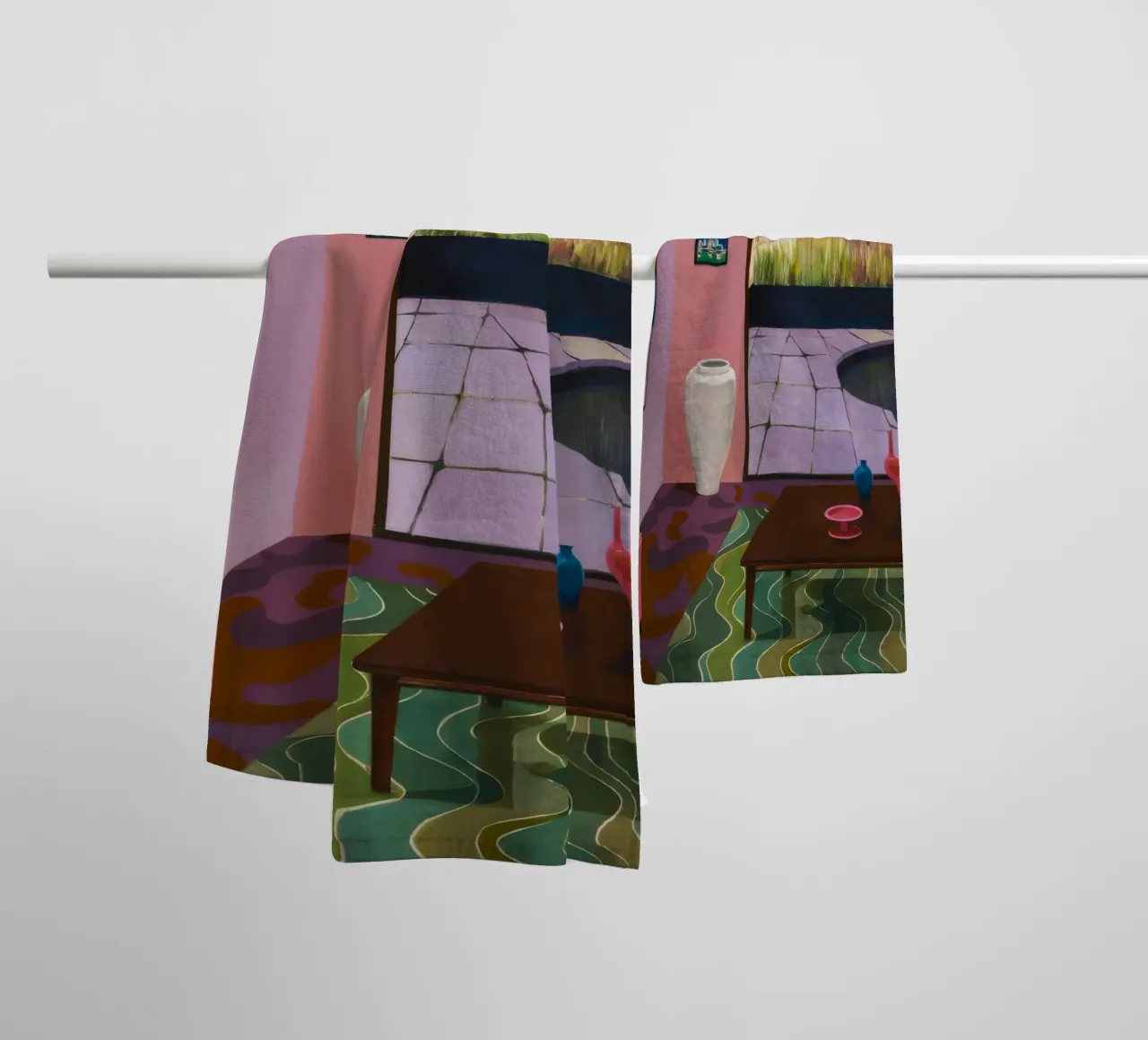 Salone della rosa corallina asciugamano da bagno da Opal Strokes