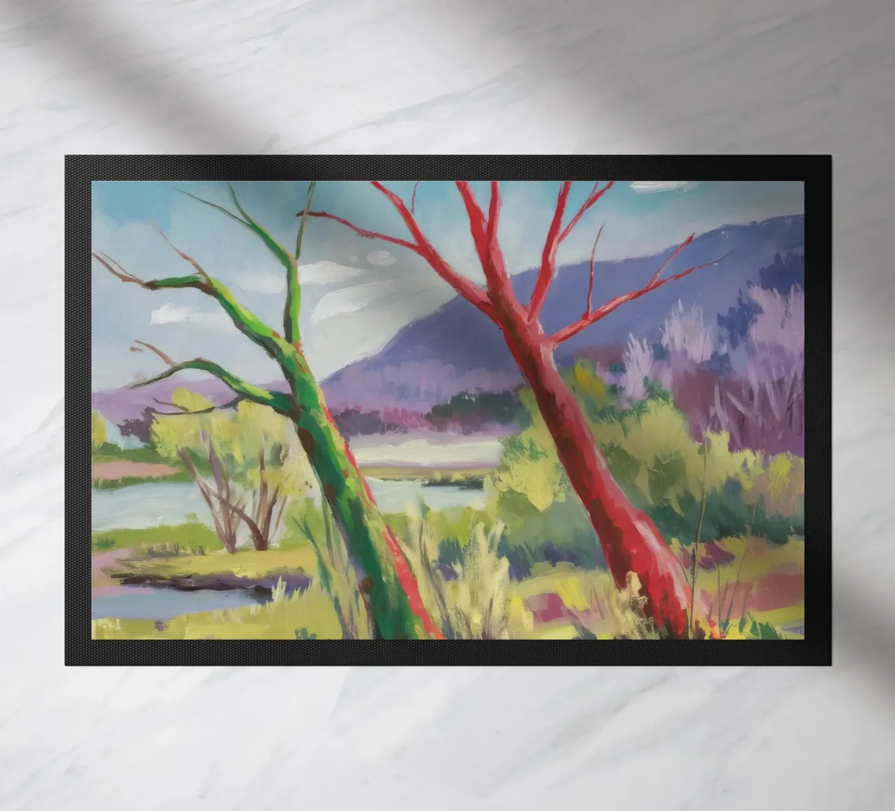 Crimson Tree Path doormat by Celestial Harmony