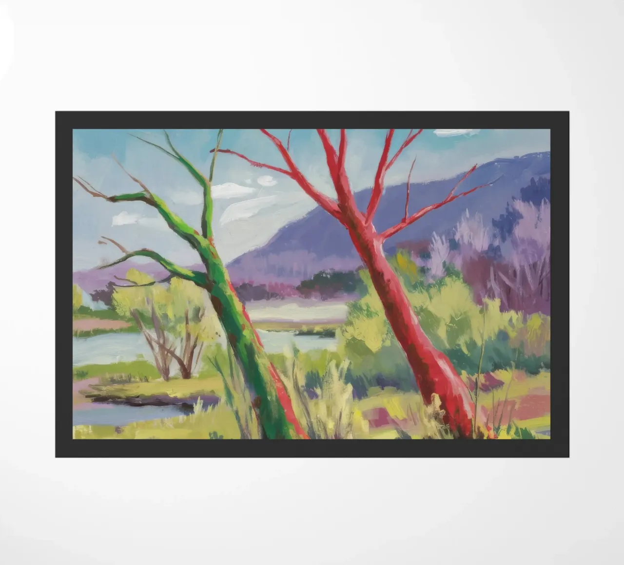 Crimson Tree Path doormat by Celestial Harmony