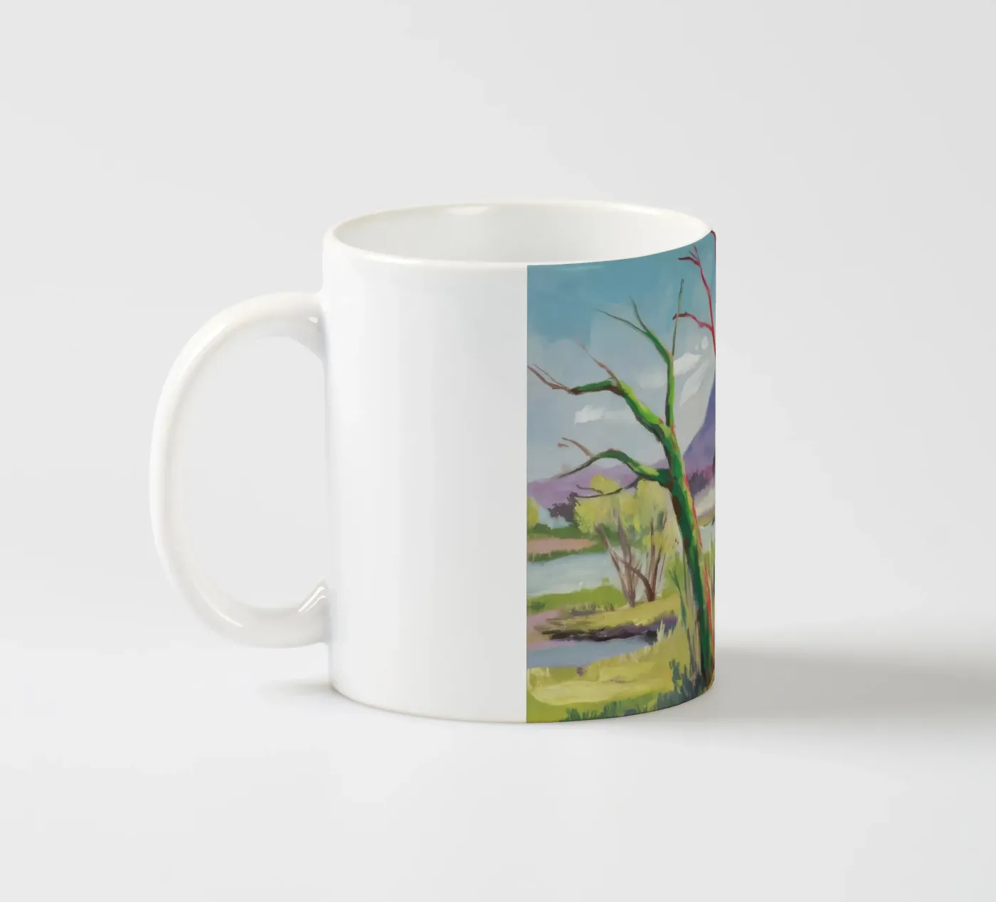 Crimson Tree Path ceramic mug by Celestial Harmony