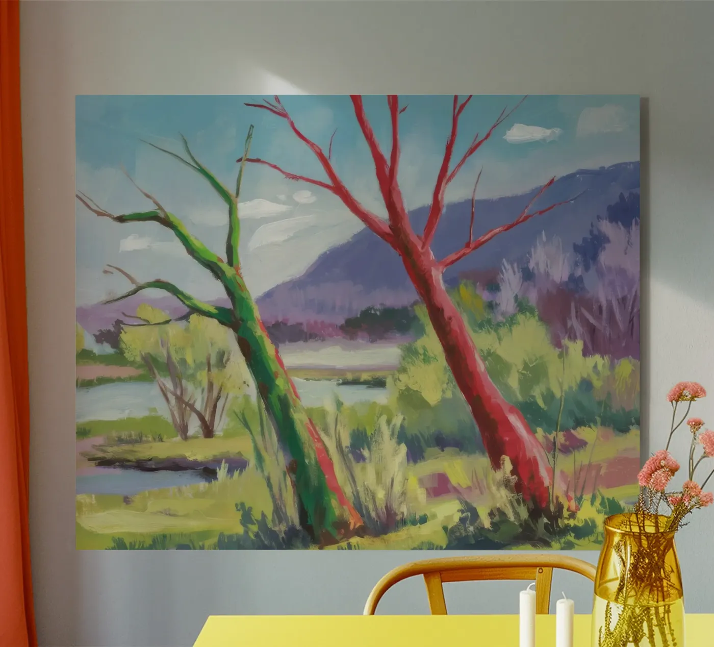 Crimson Tree Path acrylic glass by Celestial Harmony