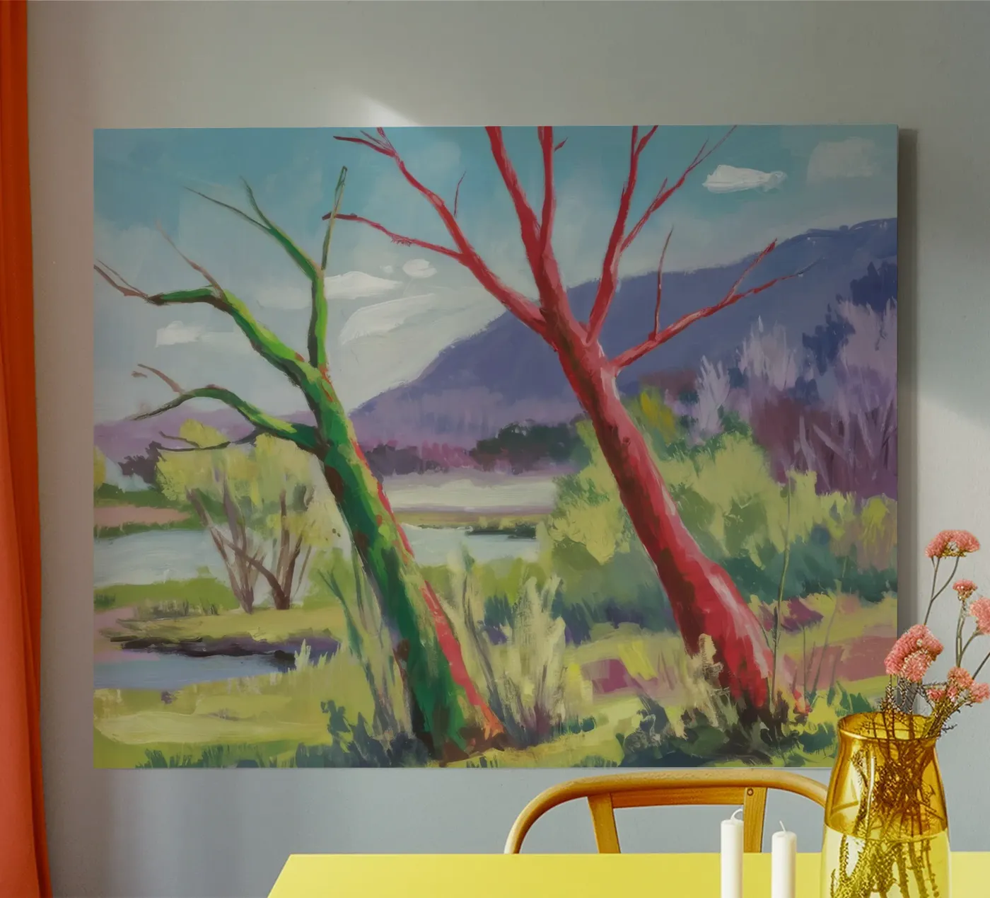 Crimson Tree Path canvas by Celestial Harmony