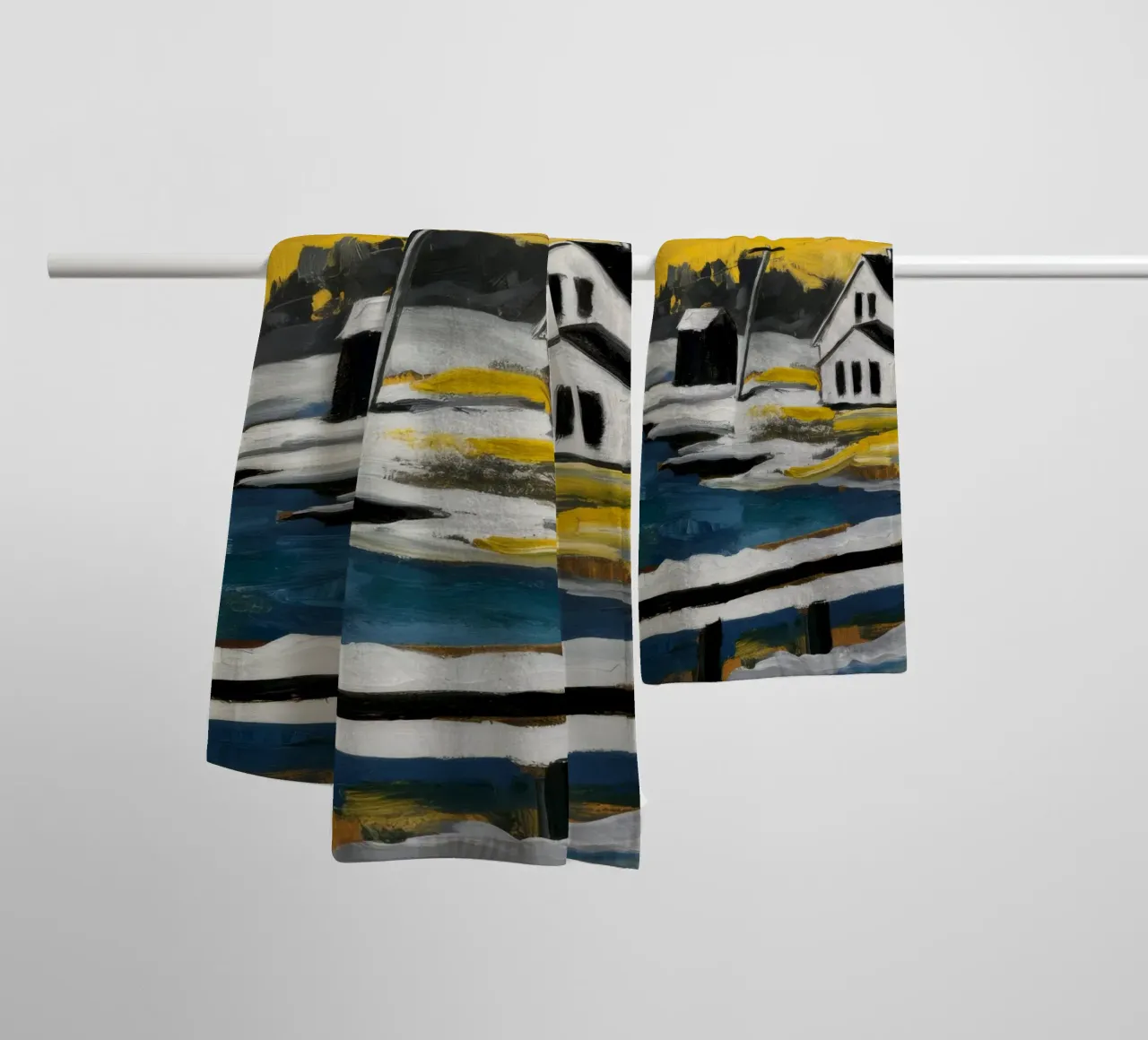 Abstracted Tidal Flats towel by Silk Palette