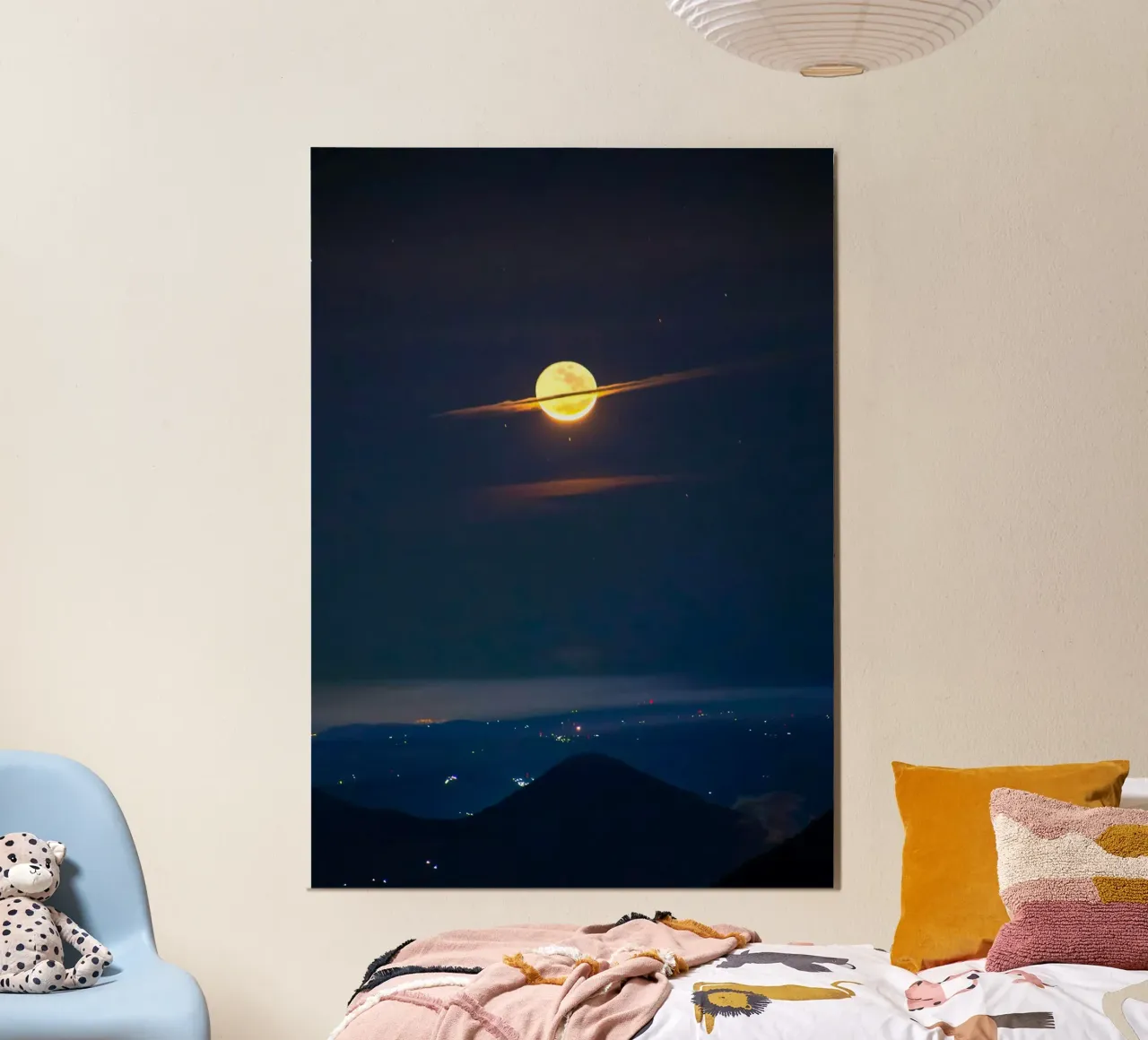 luna urbana poster con telaio in alluminio da space words