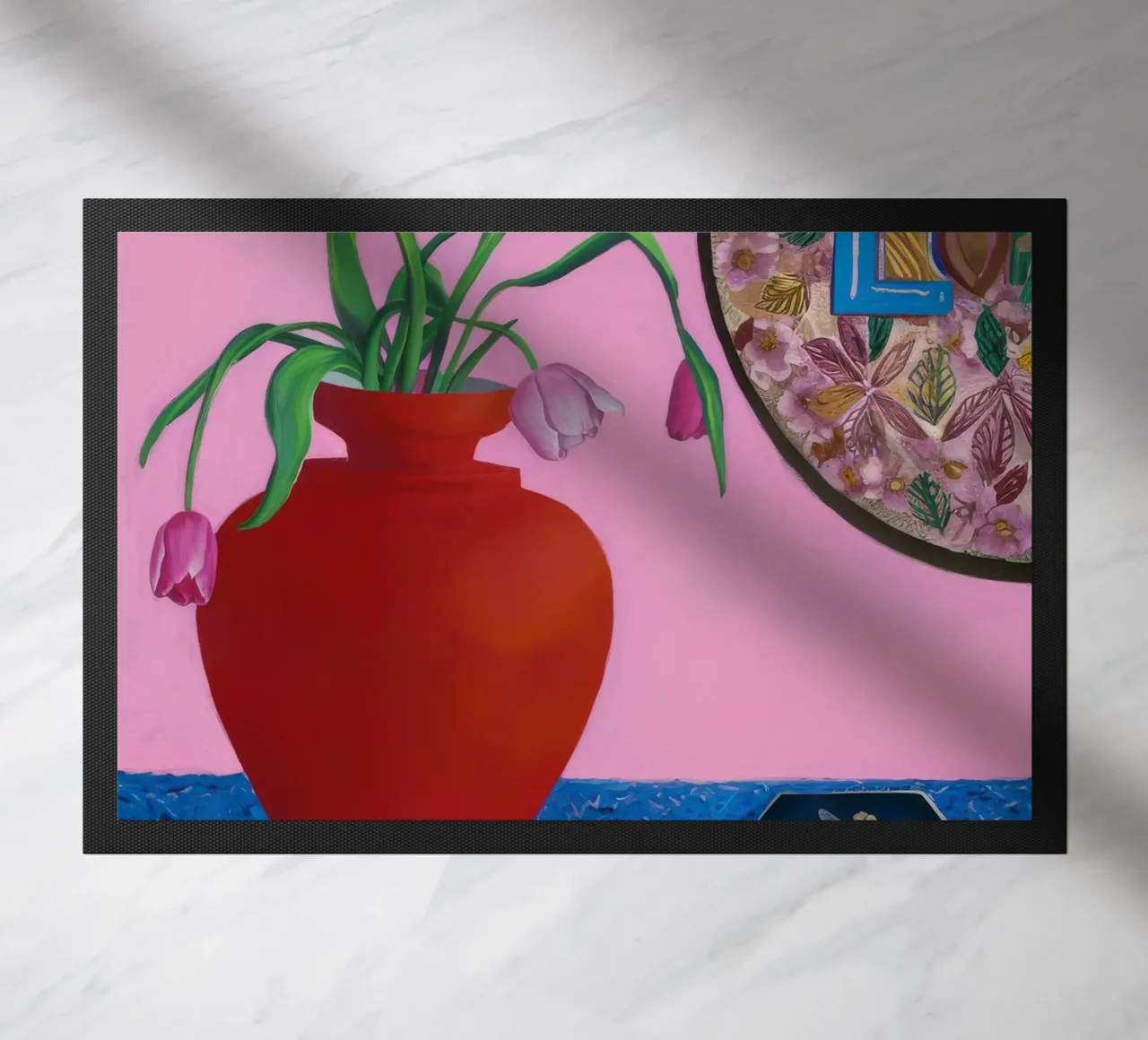 Scarlet Patterned Bloom doormat by Opal Strokes