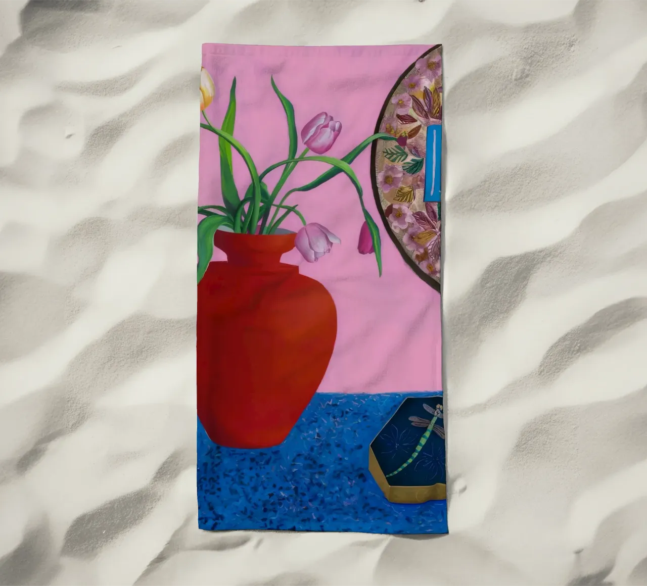 Fiore a motivi scarlatti telo mare da Opal Strokes