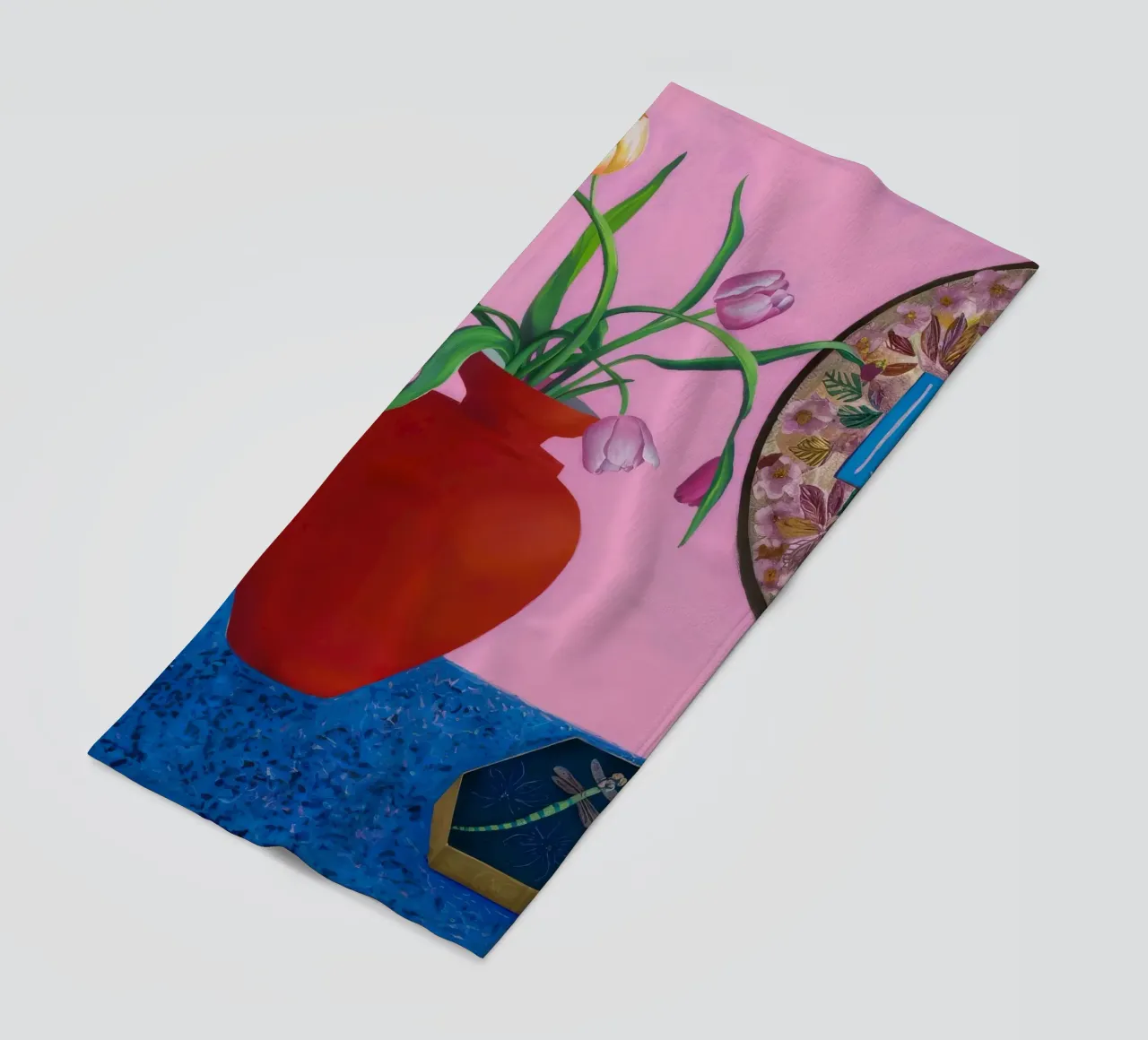 Fiore a motivi scarlatti telo mare da Opal Strokes