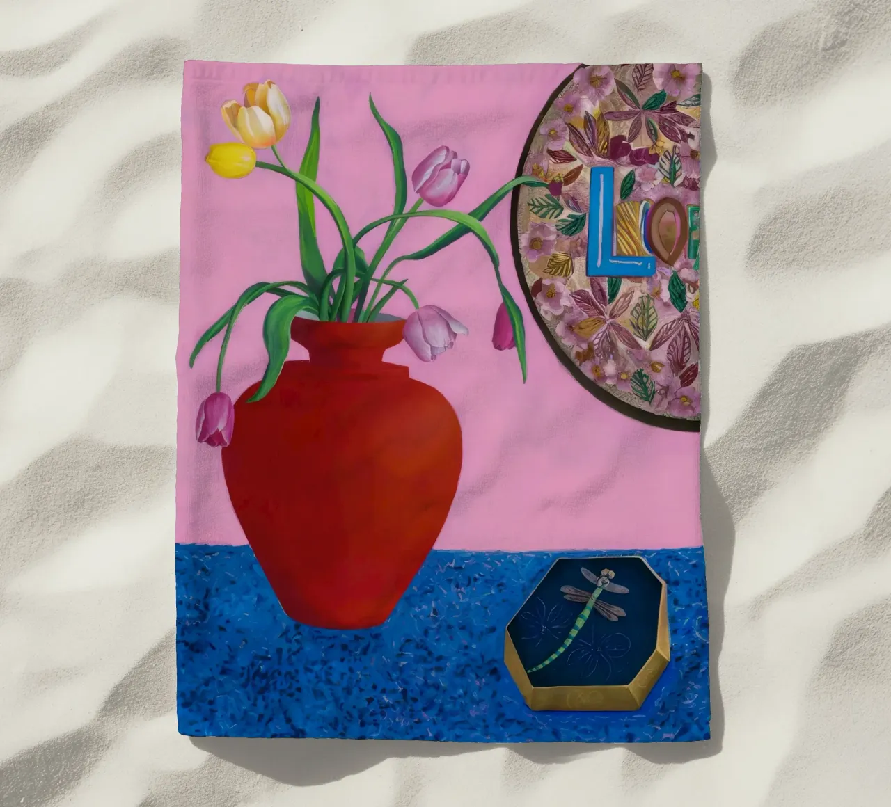 Fiore a motivi scarlatti telo mare da Opal Strokes