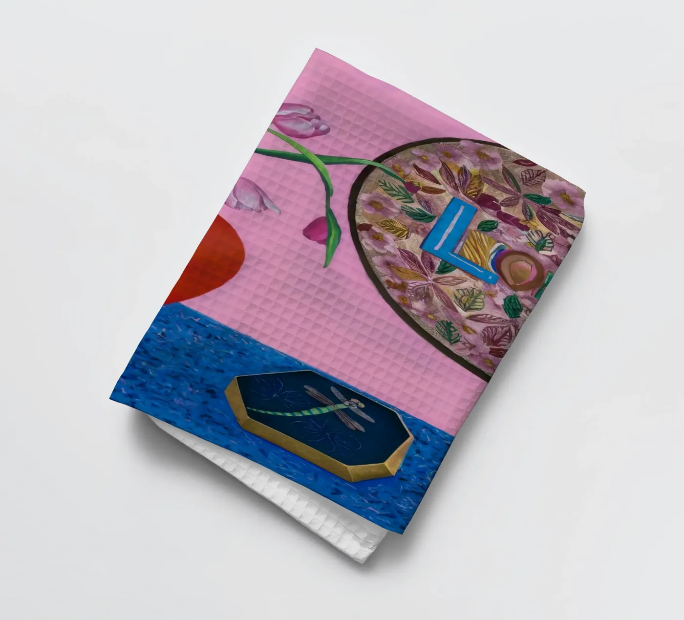 Scarlet Patterned Bloom Geschirrtuch von Opal Strokes