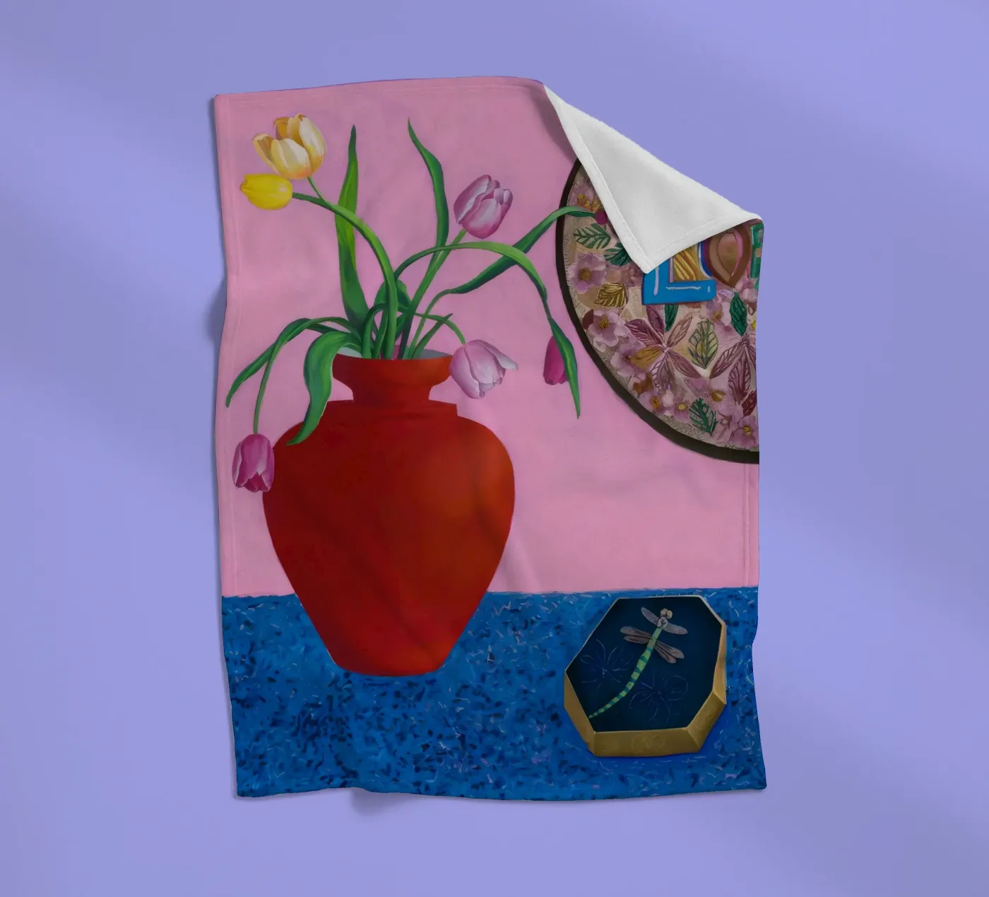 Scarlet Patterned Bloom fleece blanket by Opal Strokes