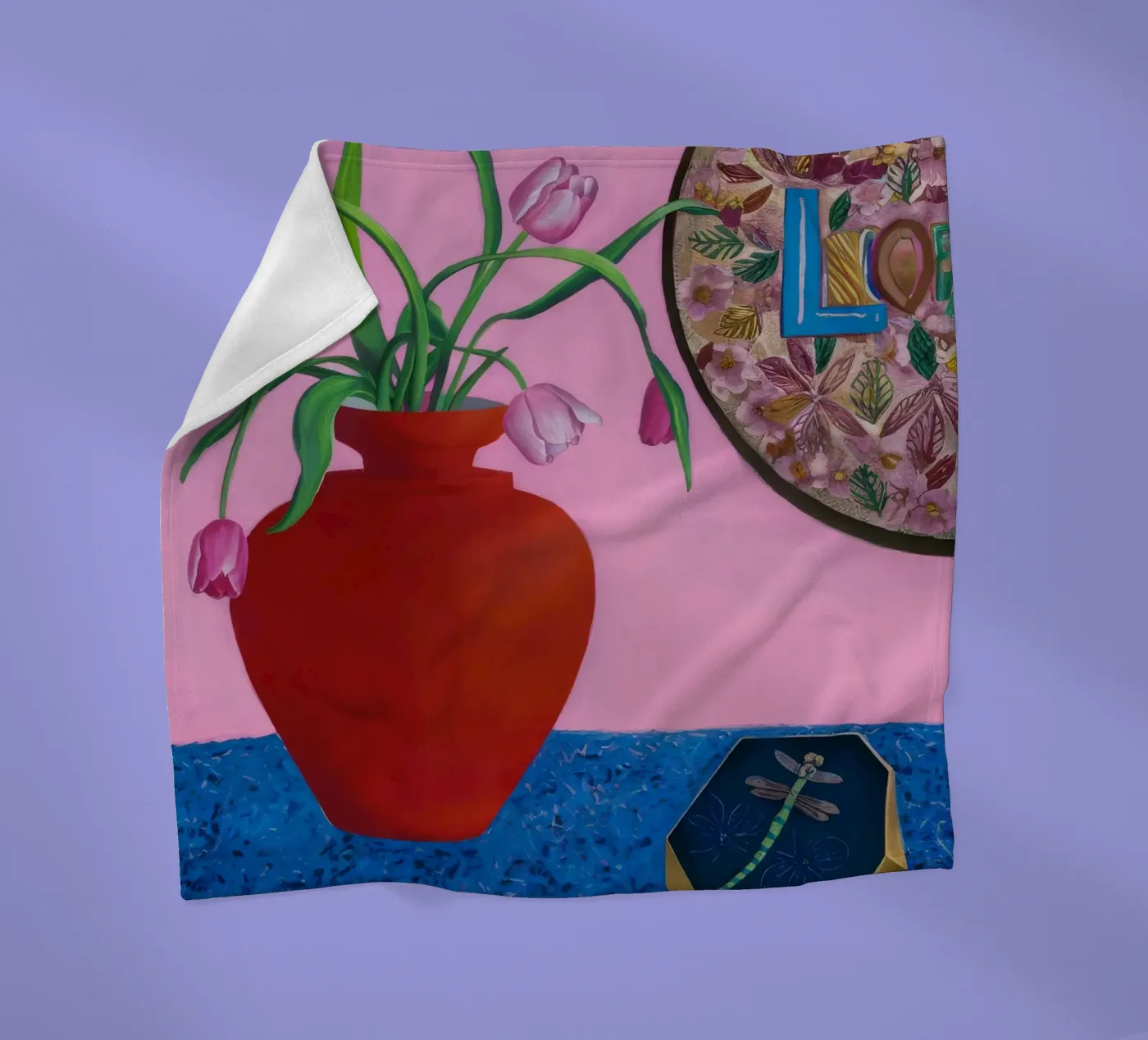 Scarlet Patterned Bloom fleece blanket by Opal Strokes