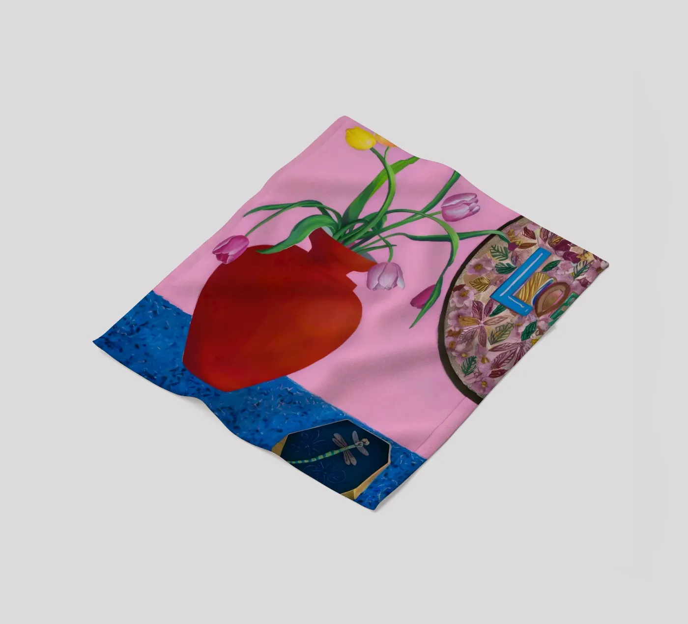 Scarlet Patterned Bloom fleece blanket by Opal Strokes