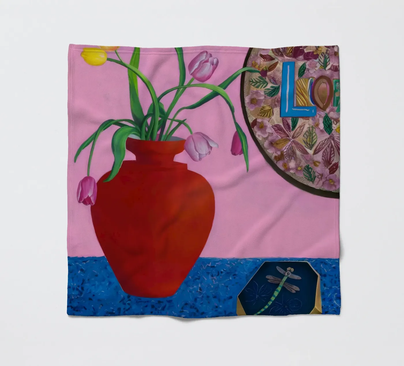 Scarlet Patterned Bloom fleece blanket by Opal Strokes