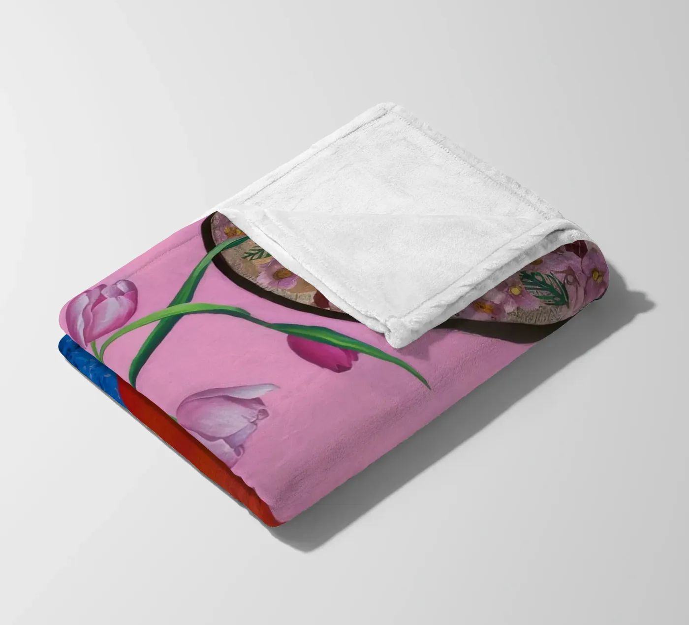 Scarlet Patterned Bloom fleece blanket by Opal Strokes