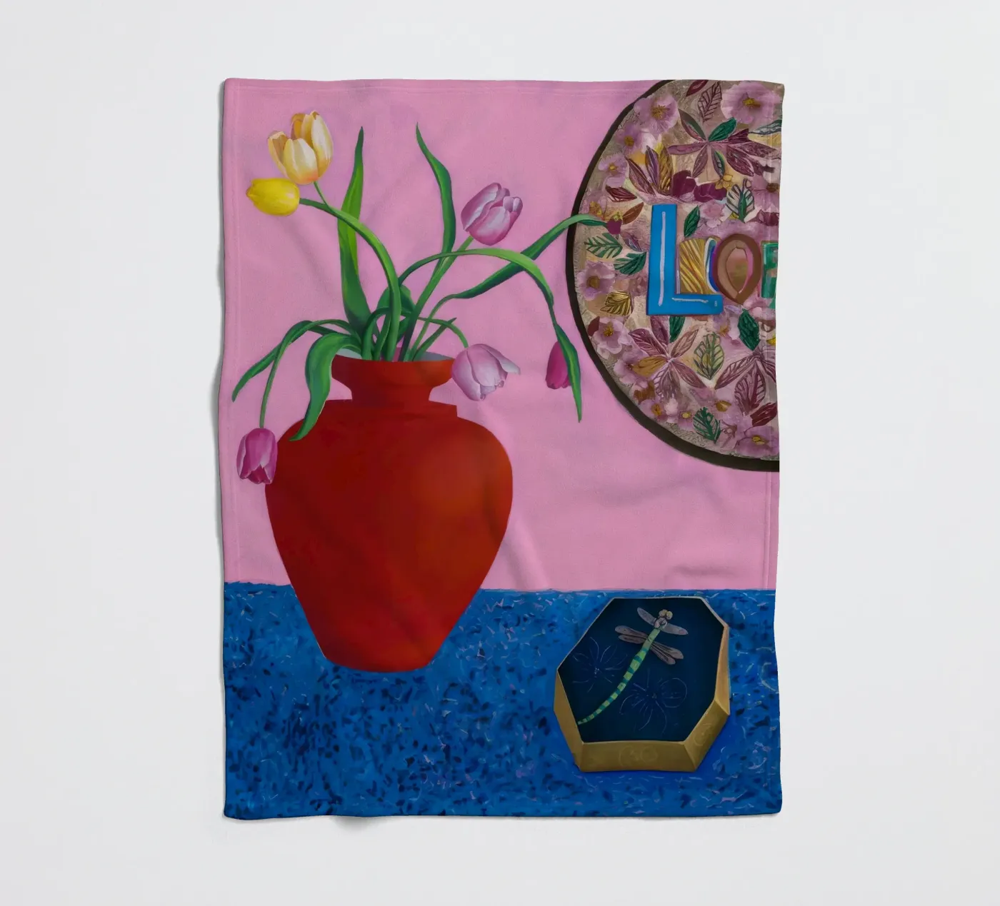 Scarlet Patterned Bloom fleece blanket by Opal Strokes